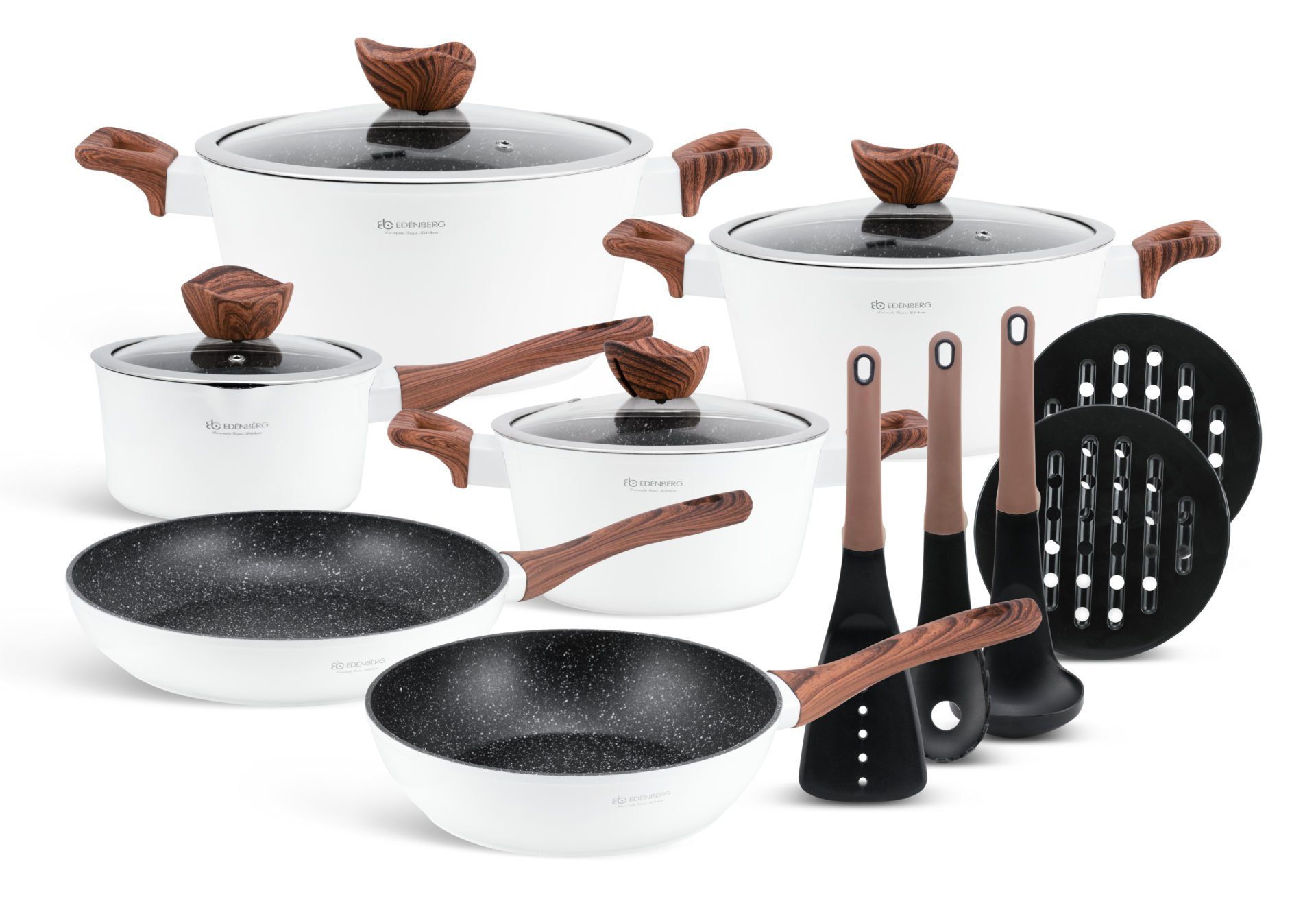 Edenberg Topf-Set Stylische Töpfe in 5 Farben – Modernes Design & Hervorragende Qualität, Keramik, Aluminiumguss, Edelstahl (Verleihen Sie Ihrer Küche neuen Glanz und genießen Sie jeden Kochmoment mit einem Topfset, das Stil, Qualität und Alltagstauglichkeit perfekt vereint!, 15-tlg)