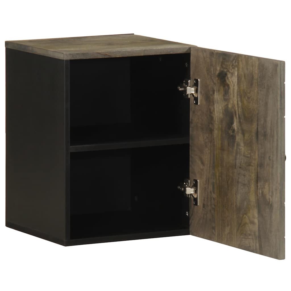vidaXL Badezimmer-Set Bad-Wandschrank Schwarz 38x33x48 cm Massivholz