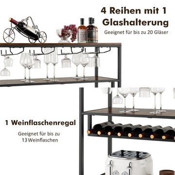 COSTWAY Weinregal, stehend, Metall, für 13 Flaschen, mit Glashalter, 102x40cm