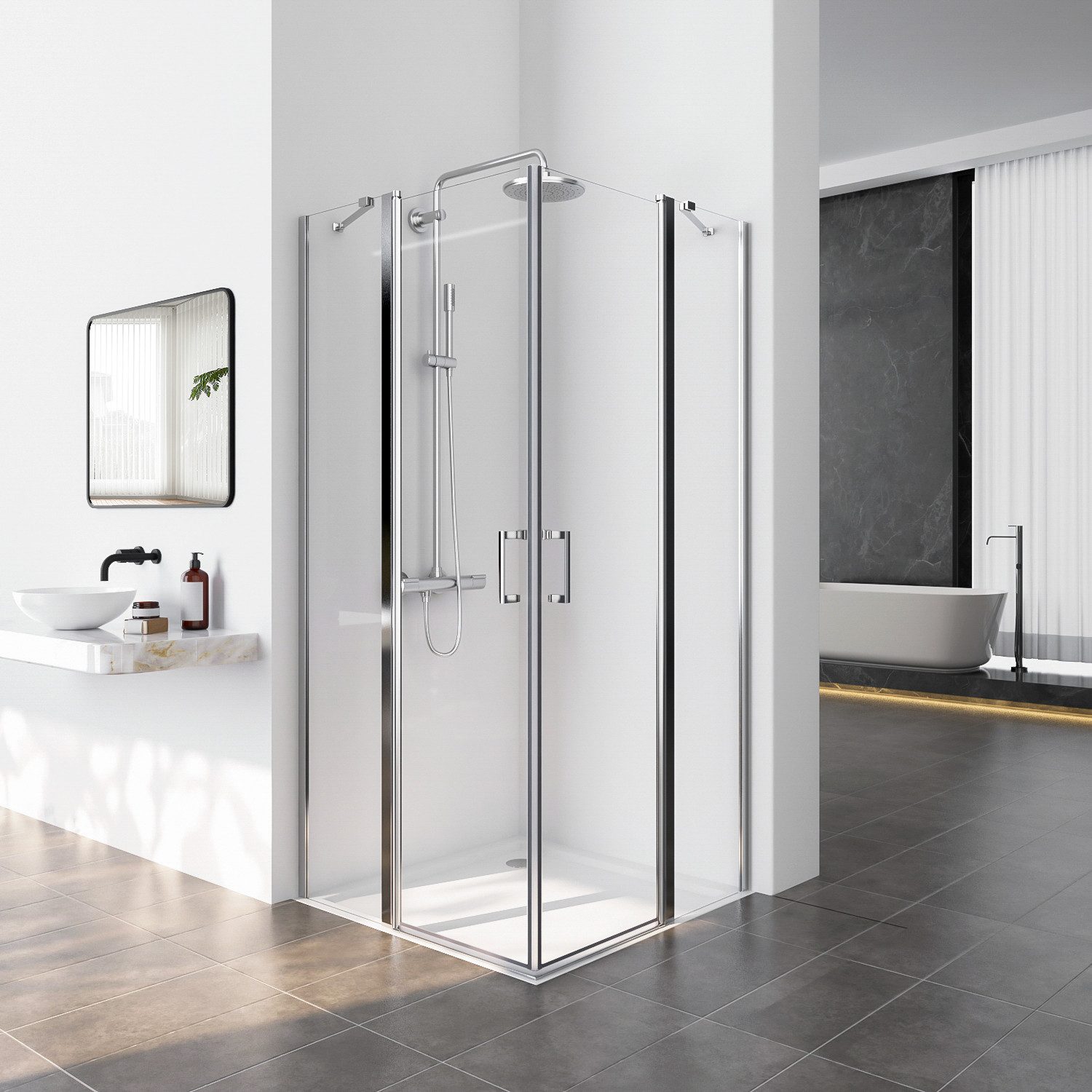 Boromal Eckdusche Duschkabine 100x100 cm Eckeinstieg günstig online kaufen