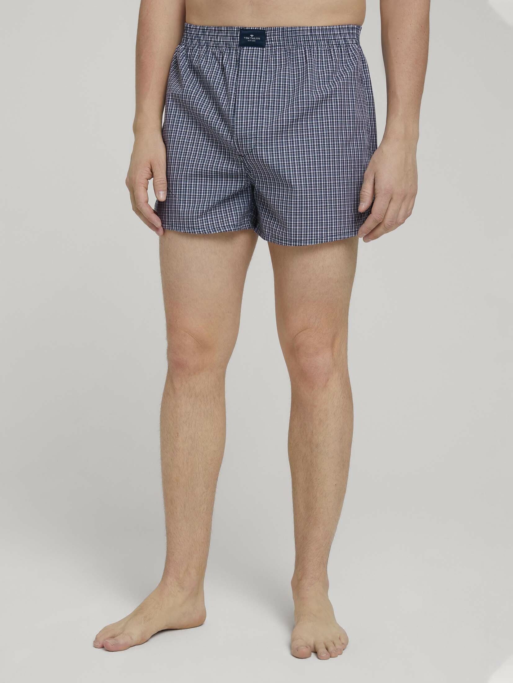 (im im TAILOR blue-dark-check Zweierpack Doppelpack) Boxershorts TOM Boxer-Shorts