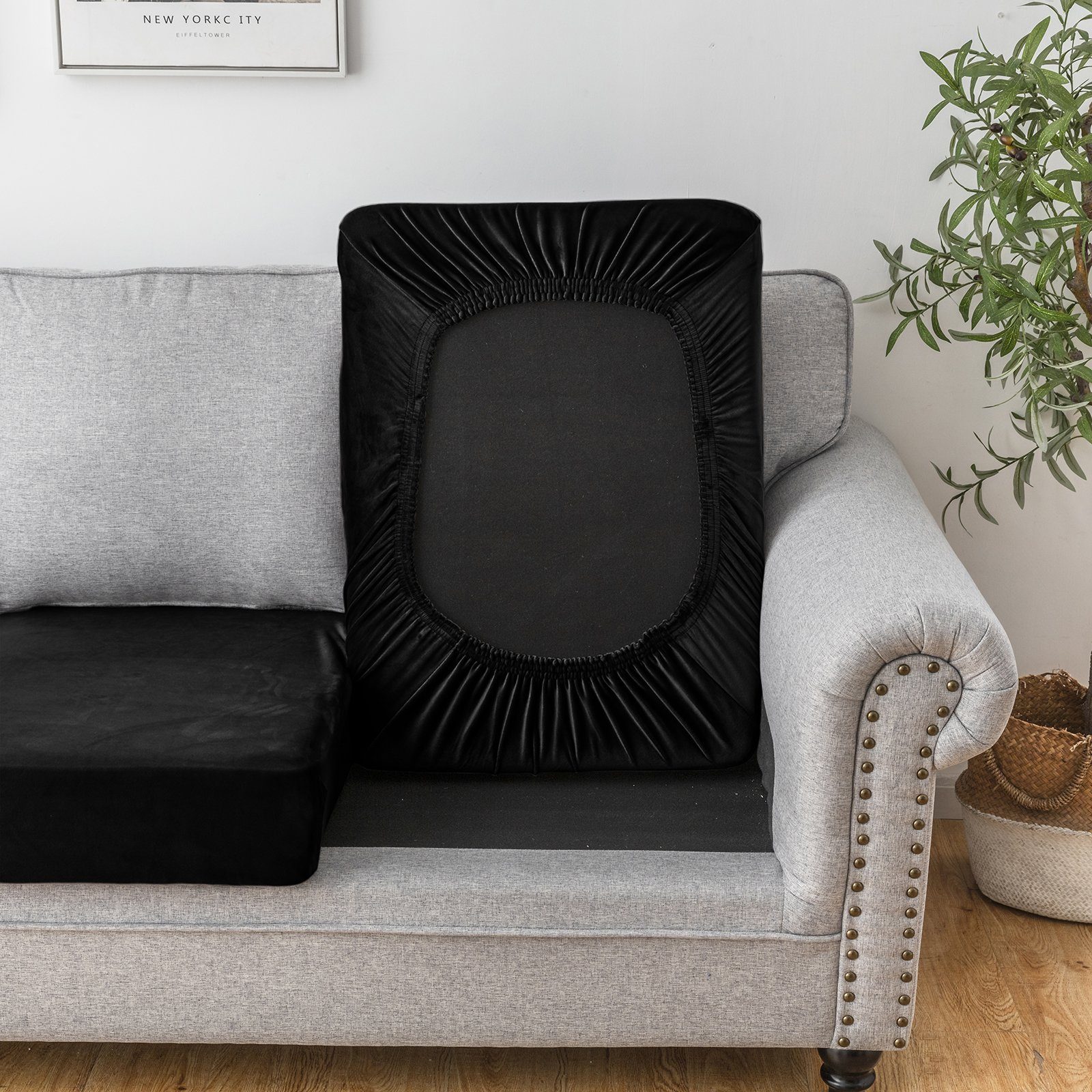 Rosnek Sofahusse Samt, Stretch, mit elastischer günstig online kaufen