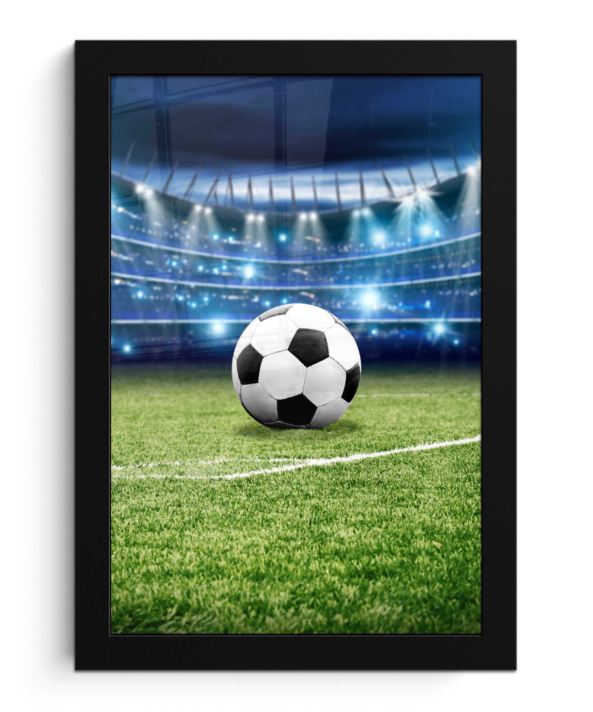 MuchoWow Poster Fußball - Stadion - Ball - Jungen, (1 St), Bilderrahmen, Zimmer Deko, Bild für Wohnzimmer, 20x30 cm