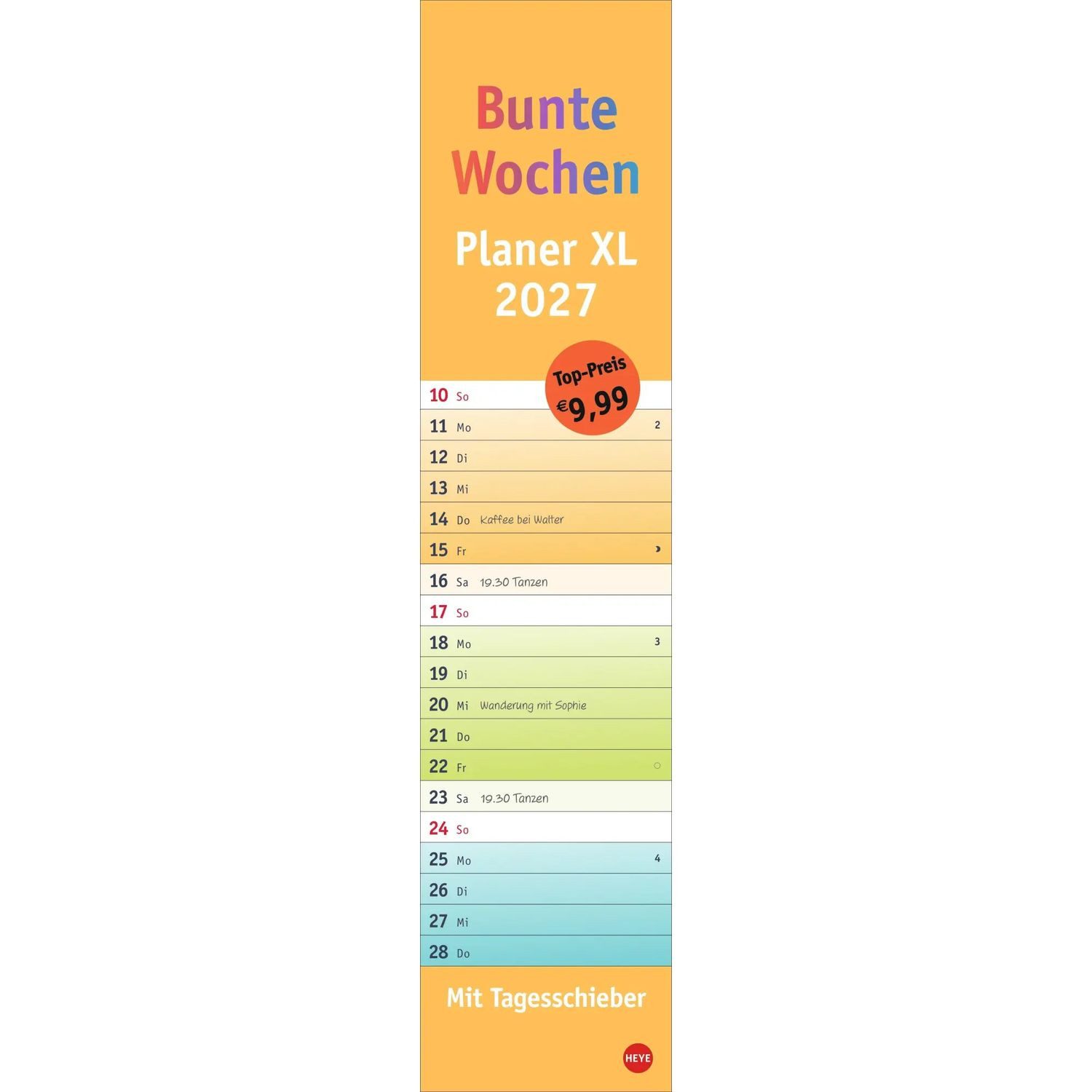 HEYE Wandkalender Bunte Wochen Langplaner XL 2027