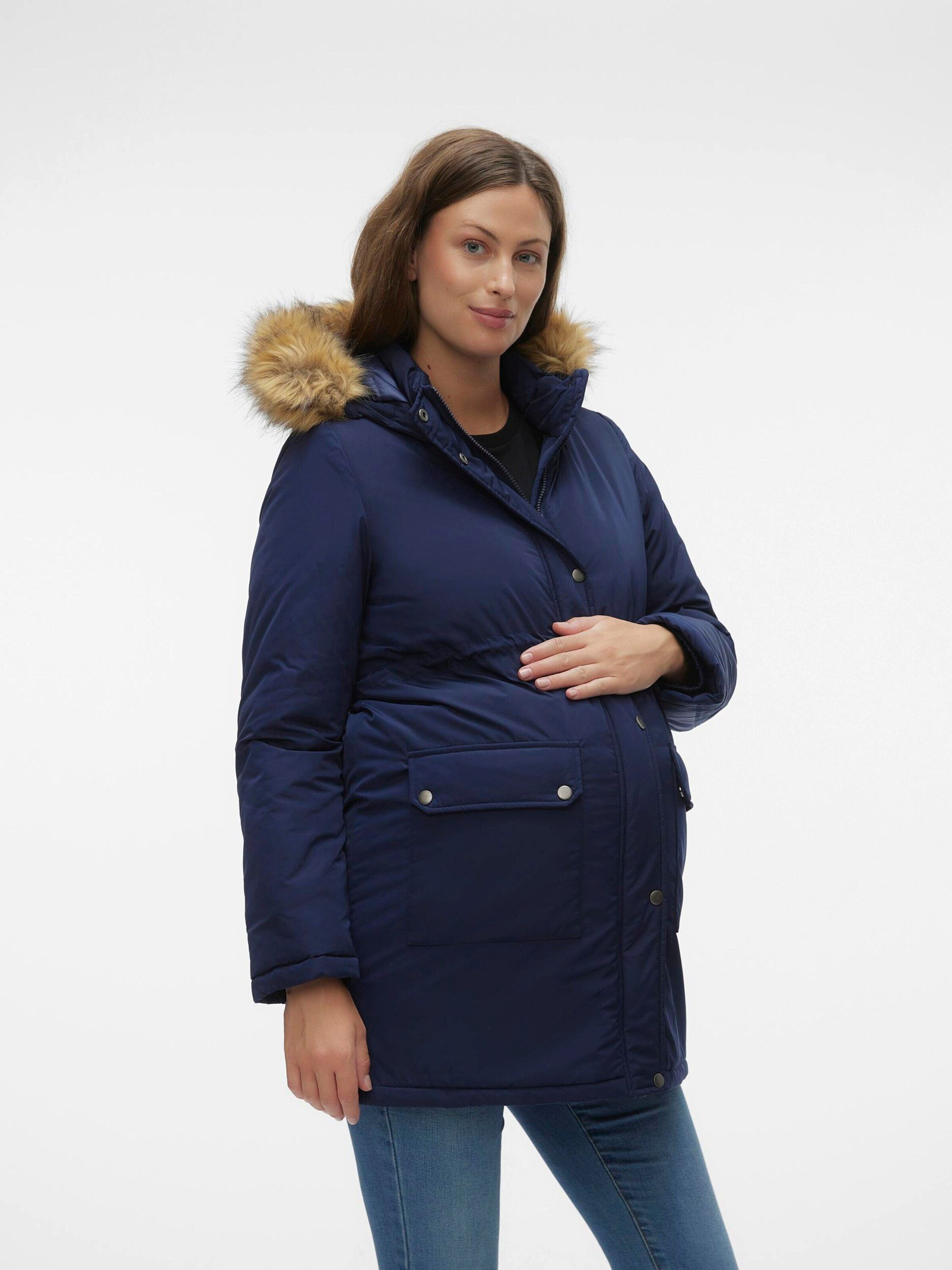 Mamalicious Wintermantel Macy (1-tlg), Kapuze mit Kunstfellbesatz