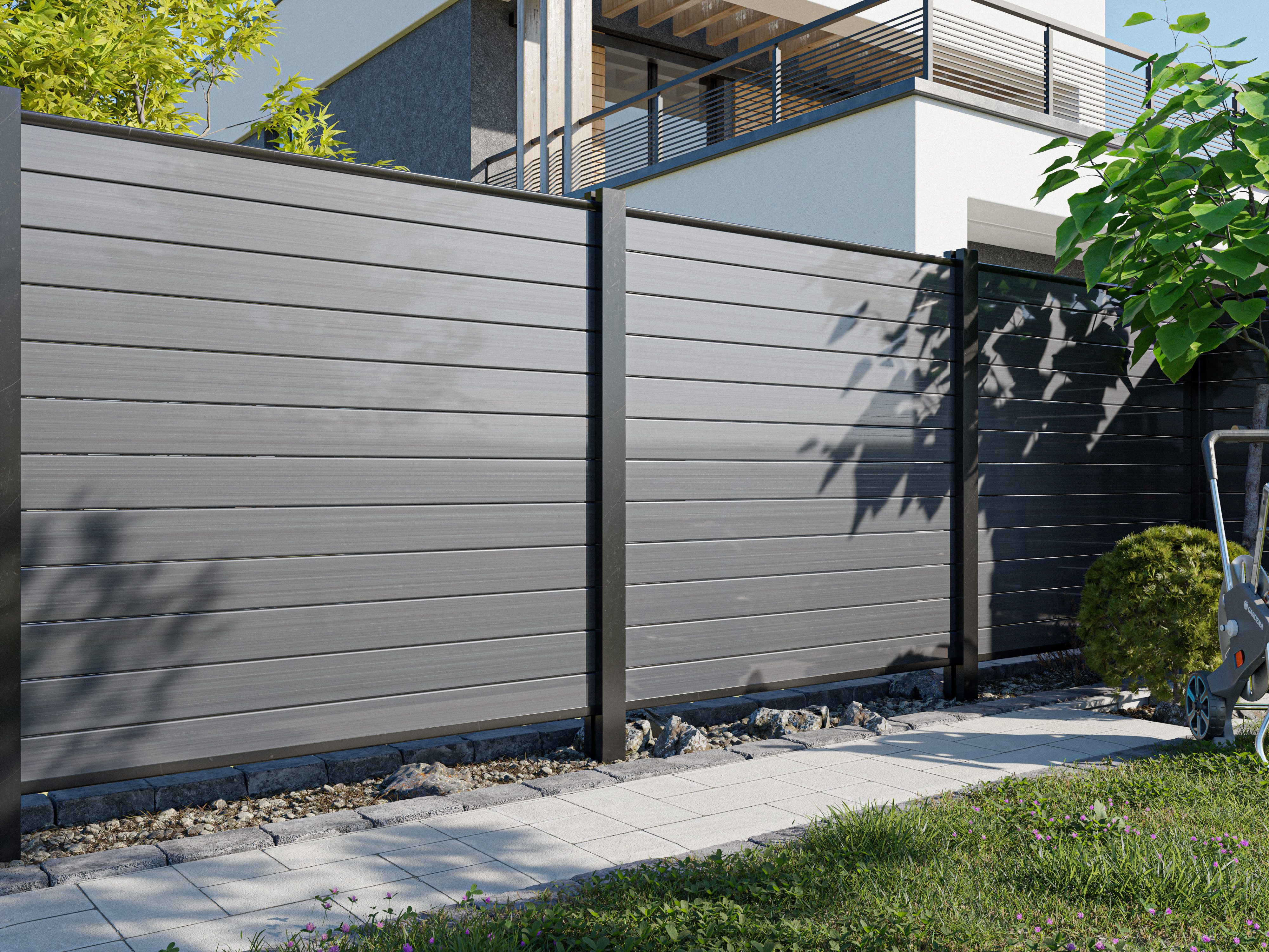 Outgarden Sichtschutzelement Outgarden Kunststoff Sichtschutzzaun Anthrazit blickdicht