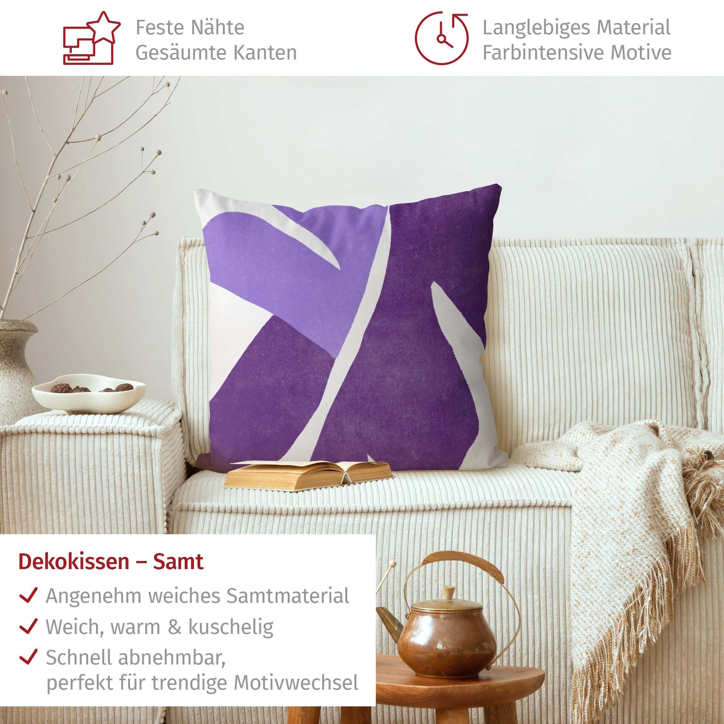 Bilderdepot24 Dekokissen drinnen Kissenhülle/ Sofakissen/ Zierkissen Kissenhülle violett Muster, Bezug mit / ohne Füllung Zierkissen Outdoor Sofa Bett