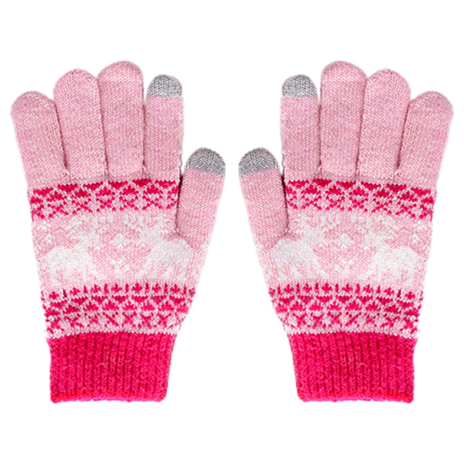 pinke Touchscreen-Handschuhe Strickhandschuhe Rose Verdickte Fleecehandschuhe Wärmende Gestrickte Damenhandschuhe, Blusmart