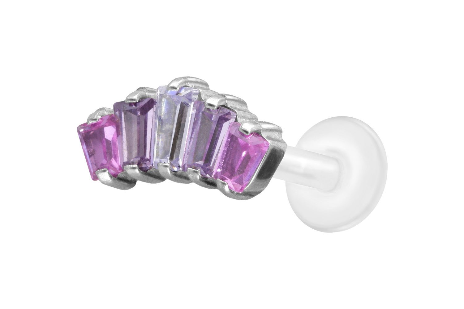 PIERCINGLINE Piercing-Set PTFE Labret mit Innengewinde + Titan-Aufsatz 5 EINGEFASSTE (Labrets, 1-tlg)