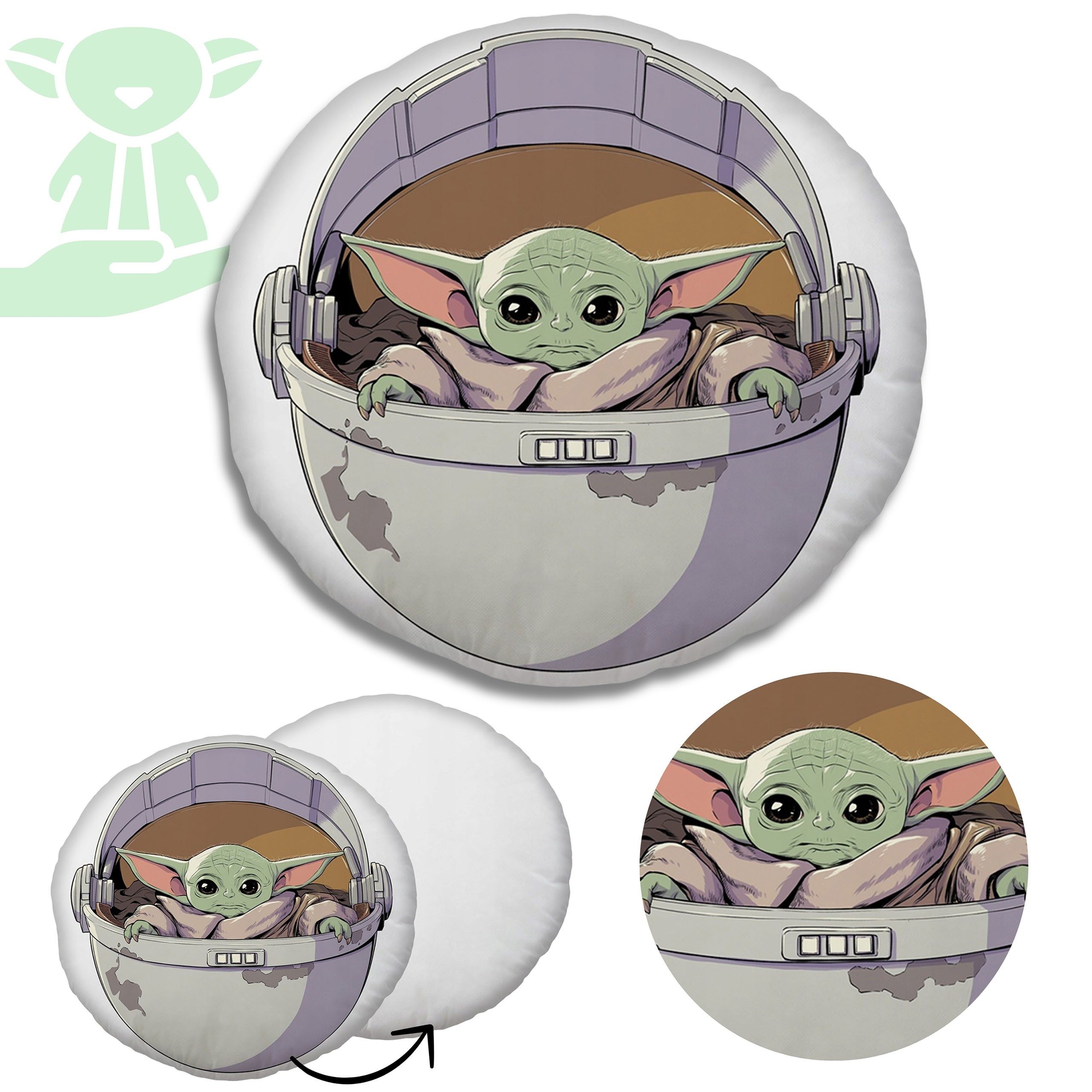 Star Wars Kopfkissen Star Wars Baby Yoda rundes Kissen, Dekokissen 40x40 cm
