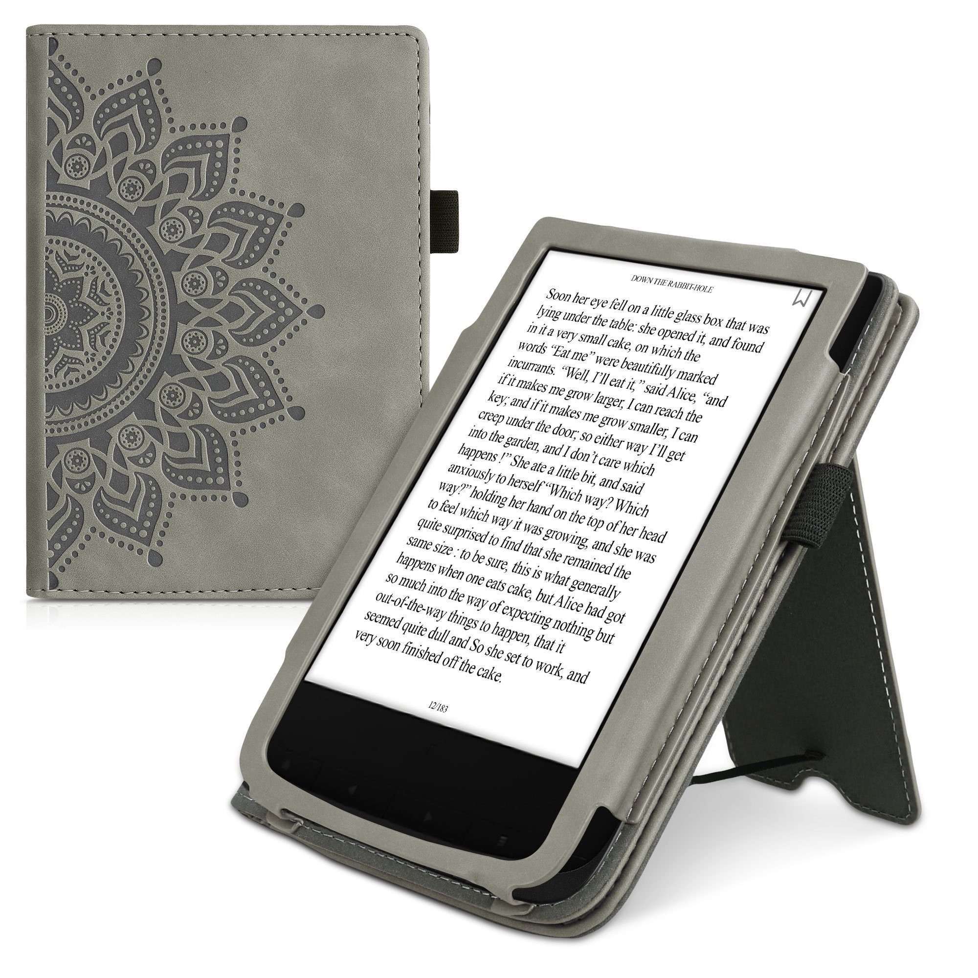 kwmobile E-Reader-Hülle Schutzhülle für Pocketbook Touch Lux 4/Lux 5/Touch HD 3, Handschlaufe - Cover Aufgehende Sonne Design