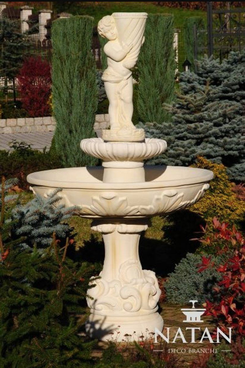 JVmoebel Skulptur Springbrunnen Froschbrunnen Steinbrunnen Gartenbrunnen Fontaine