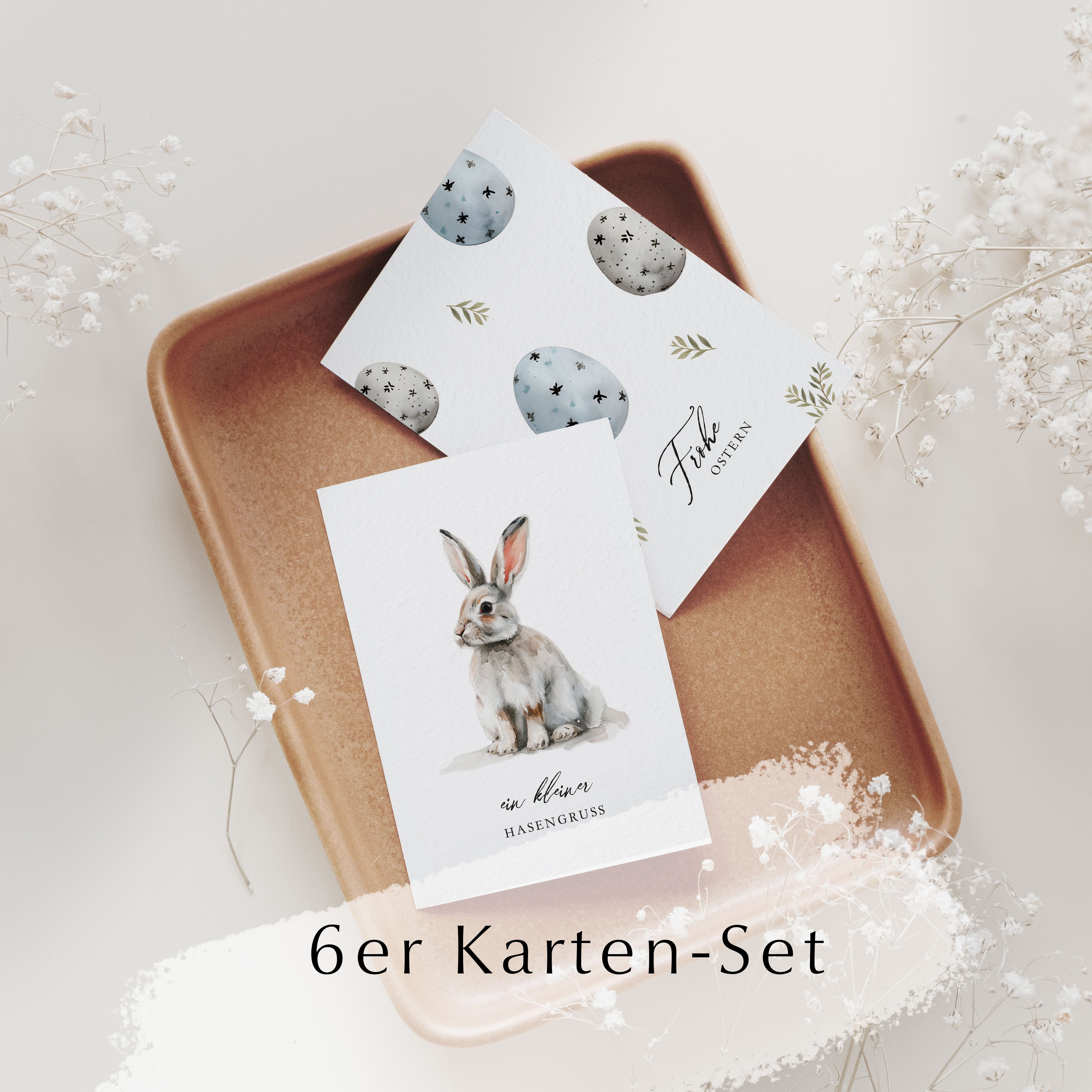 NORDEULE Grußkarten Ostern, im 6er Set mit Umschläge, Karten ideal für Osterpost Geschenke