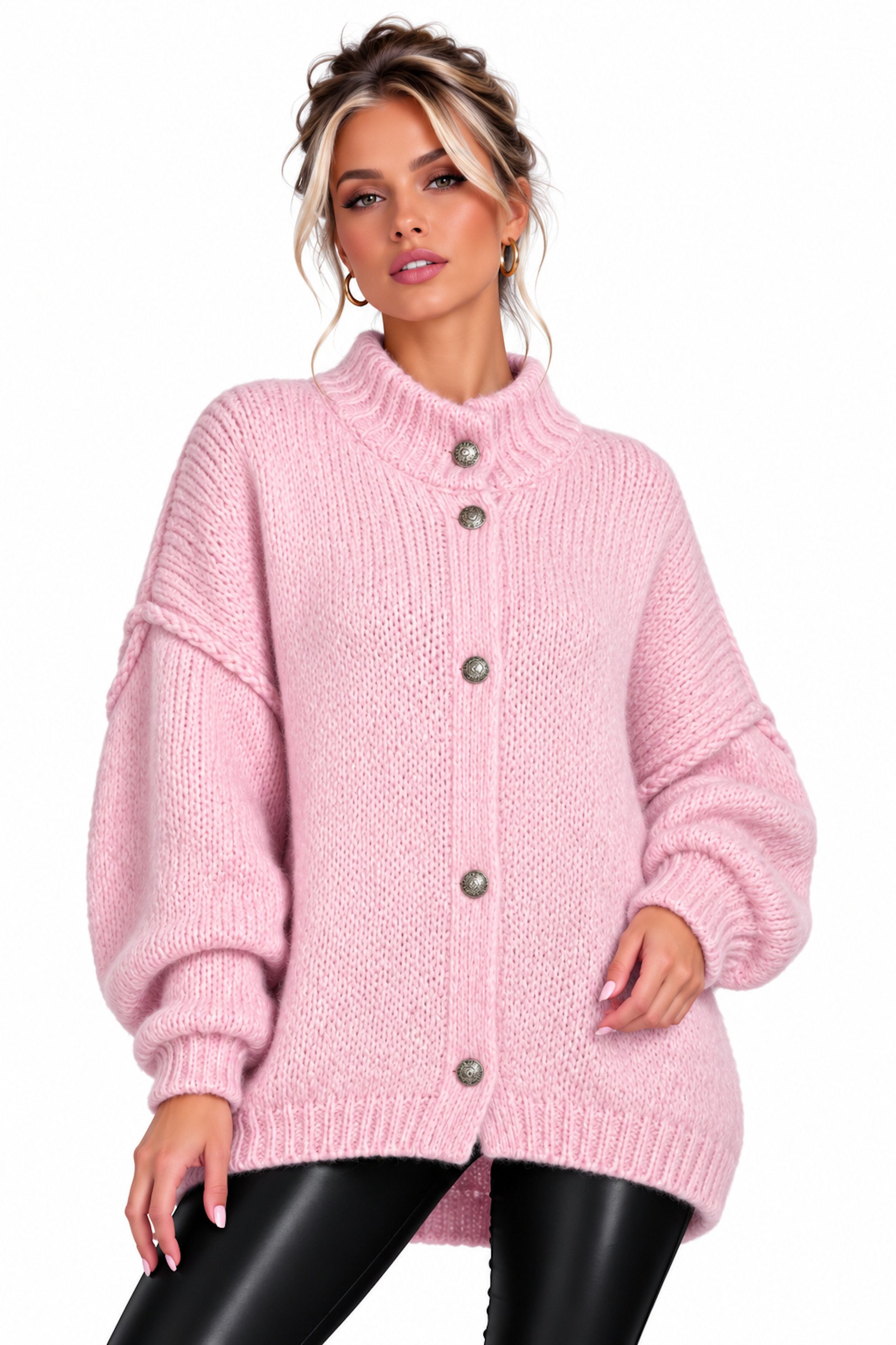 Worldclassca Cardigan WORLDCLASSCA Cardigan Oversize Strickjacke mit Knöpfen Fashion Pulli Neue Kollektion - Stilvolle und gemütliche Strickmode für Damen
