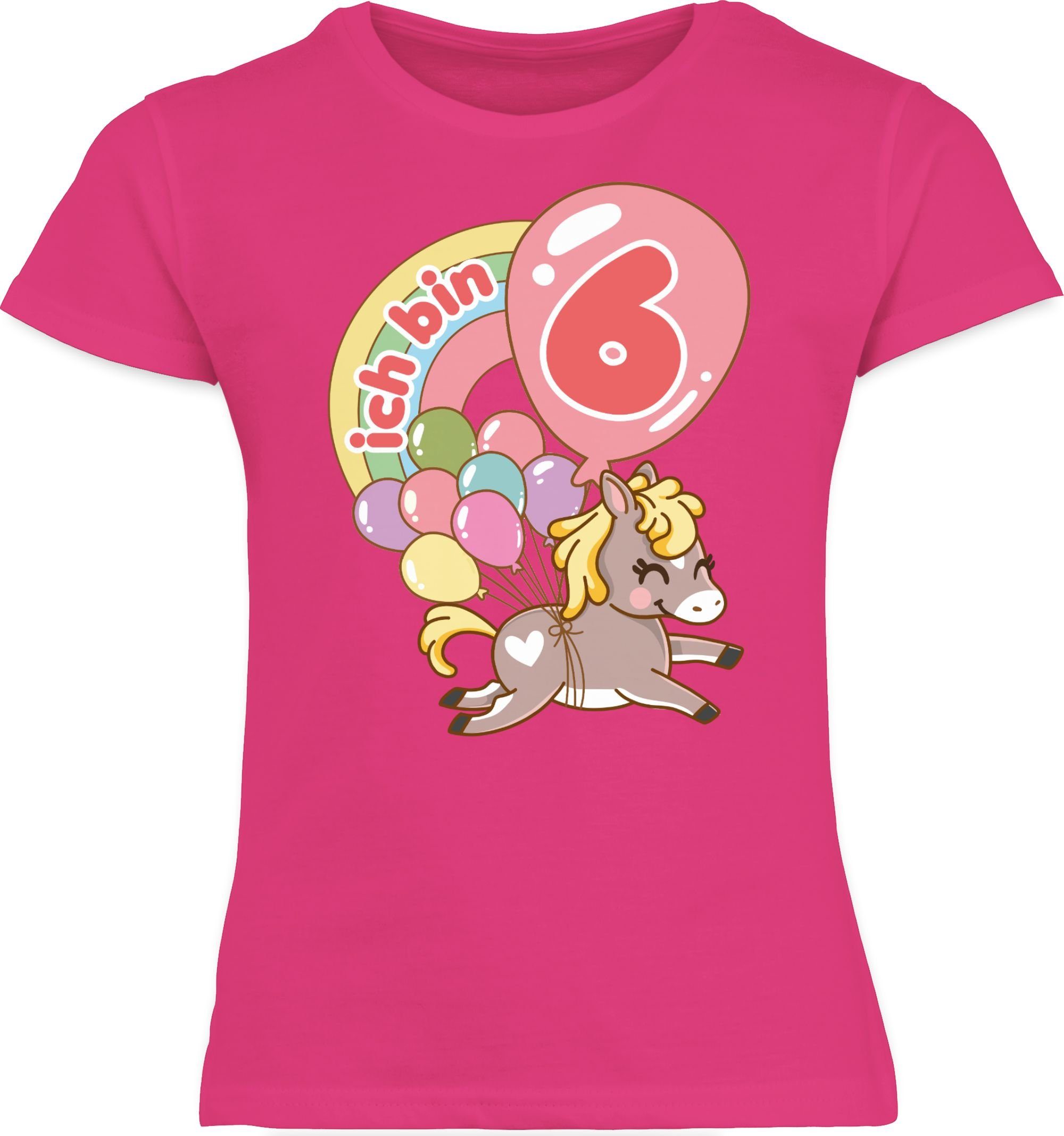 Geburtstag sechs bin Ich Fuchsia - mit Luftballons Shirtracer 6. Pferd T-Shirt 1