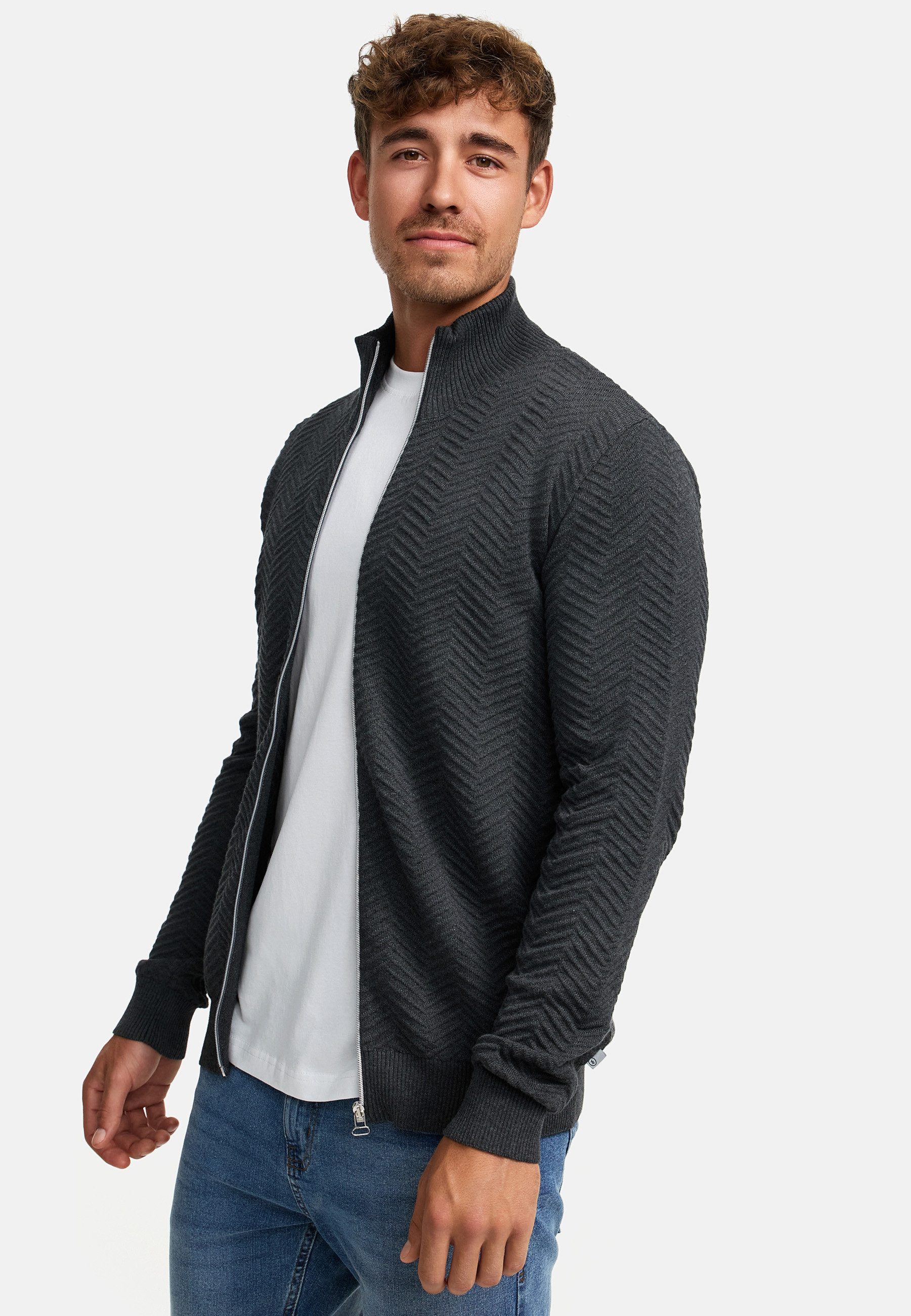 Kronstadt Strickjacke Herren KSCarlo Herrenstrickjacke Fein-Strickjacke mit Stehkragen