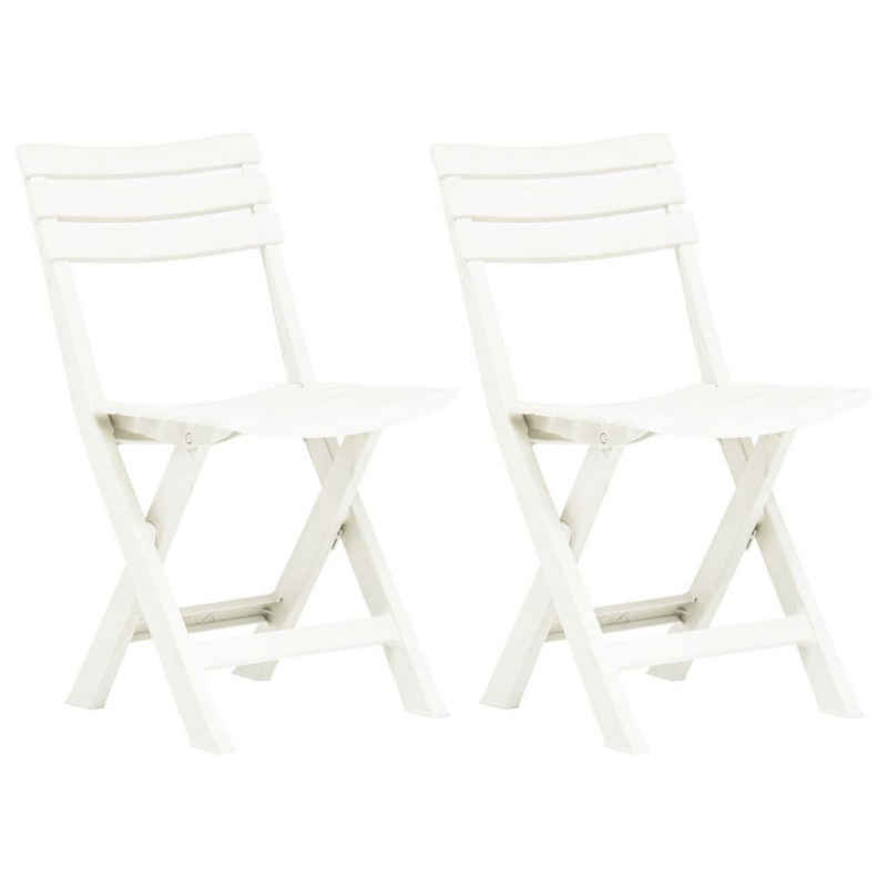 vidaXL Gartenstuhl Klappbare Gartenstühle 2 Stk. Kunststoff Weiß (2 St)