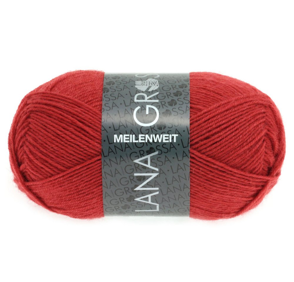 LANA GROSSA MEILENWEIT 50 g UNI Häkelwolle, 210 m (4-fach Sockenwolle mit 80 % Schurwolle), 50 g