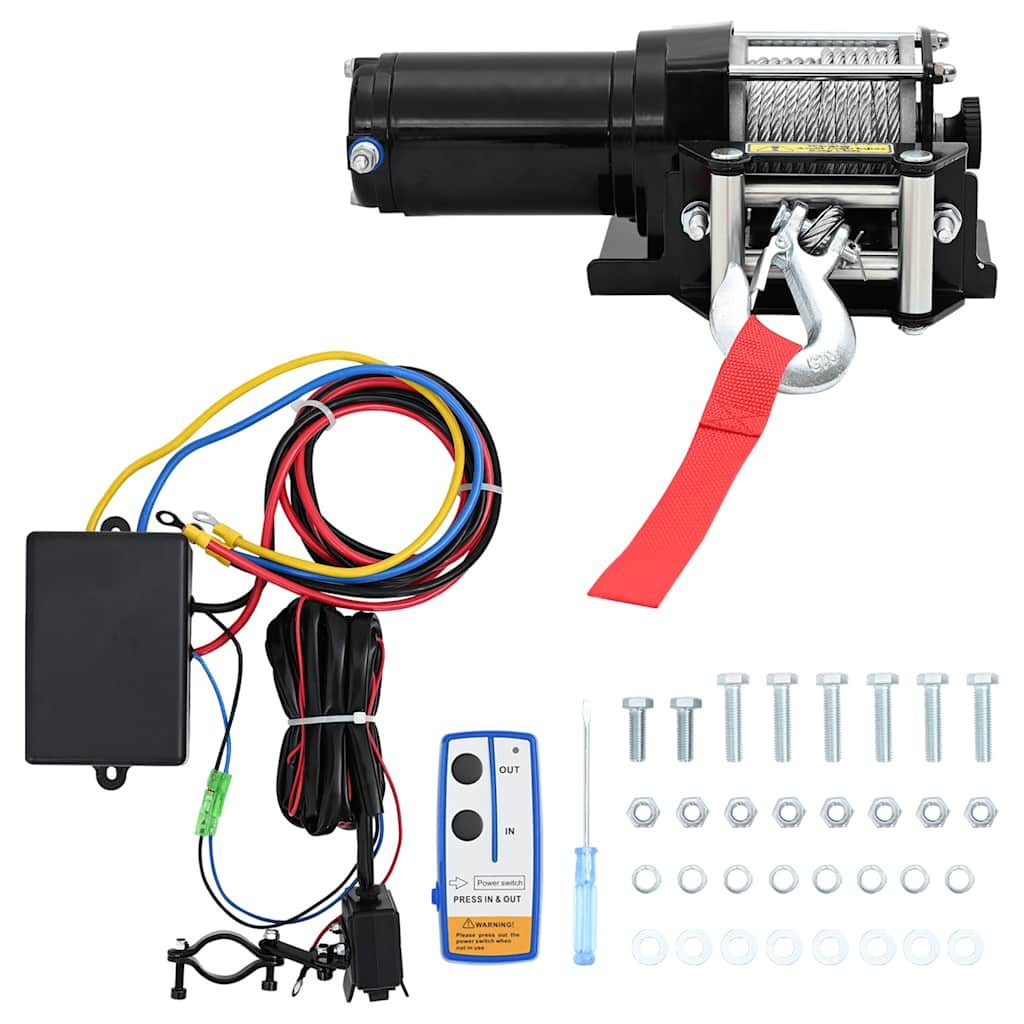 vidaXL Seilwinde 12 V Elektrische Seilwinde 1360kg + Montageplatte Fernbedienung, (1-St)