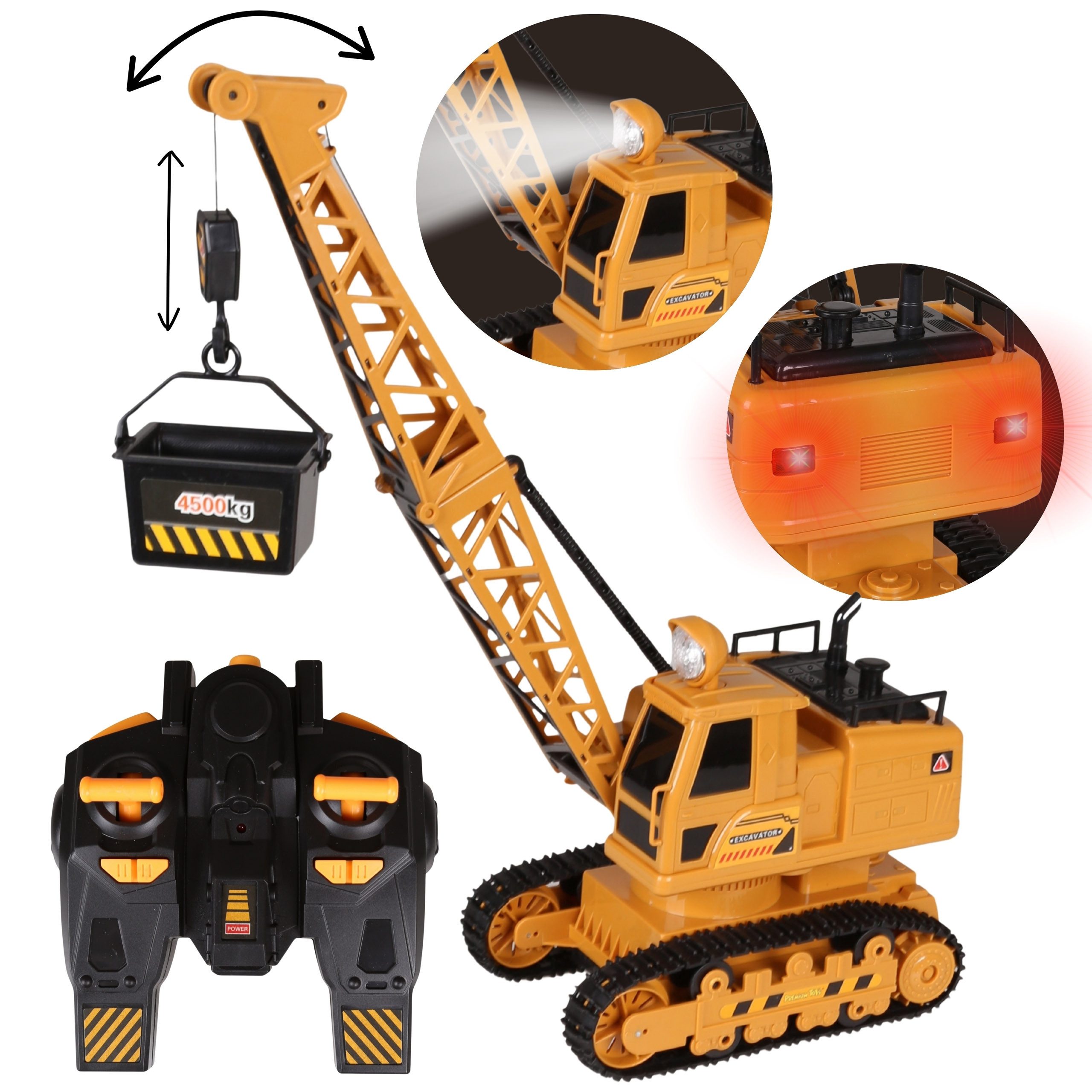 Sarcia.eu RC-Kran Ferngesteuerter Kran 1:20 + Zubehör, Baumaschine mit LED und Klang
