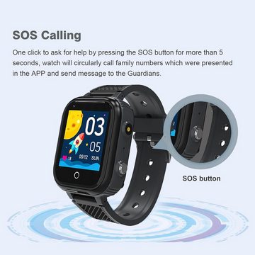 Kesasohe Einfache und sichere Telefonie über die Uhr Smartwatch (4G), GPSUhr für Kinder mit HD-Anruf Video SOS Chat Telefon IP68 Spiele Foto