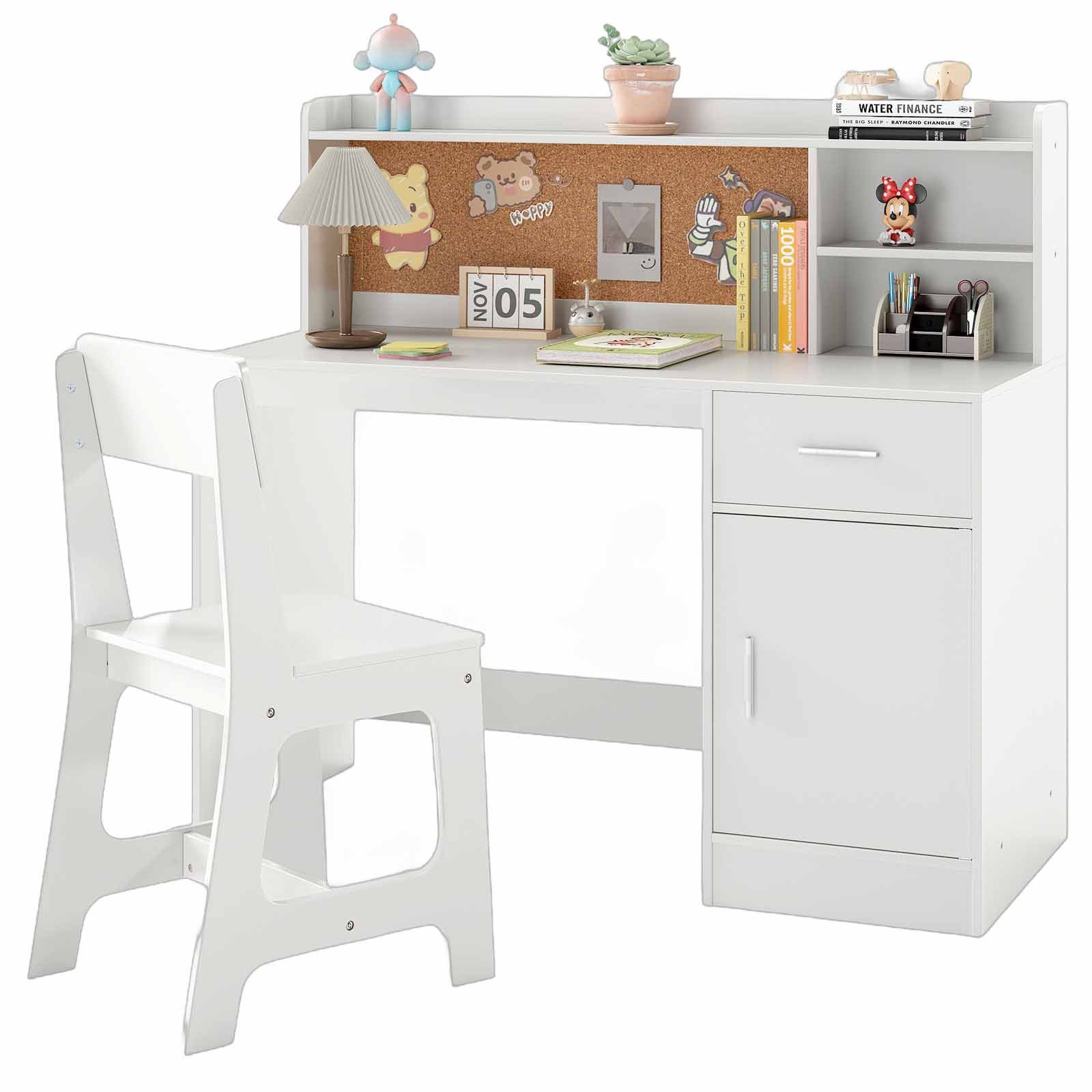 COSTWAY Kinderschreibtisch (2-St), mit Stuhl Set, mit Schubladen, ab 3 Jahr günstig online kaufen