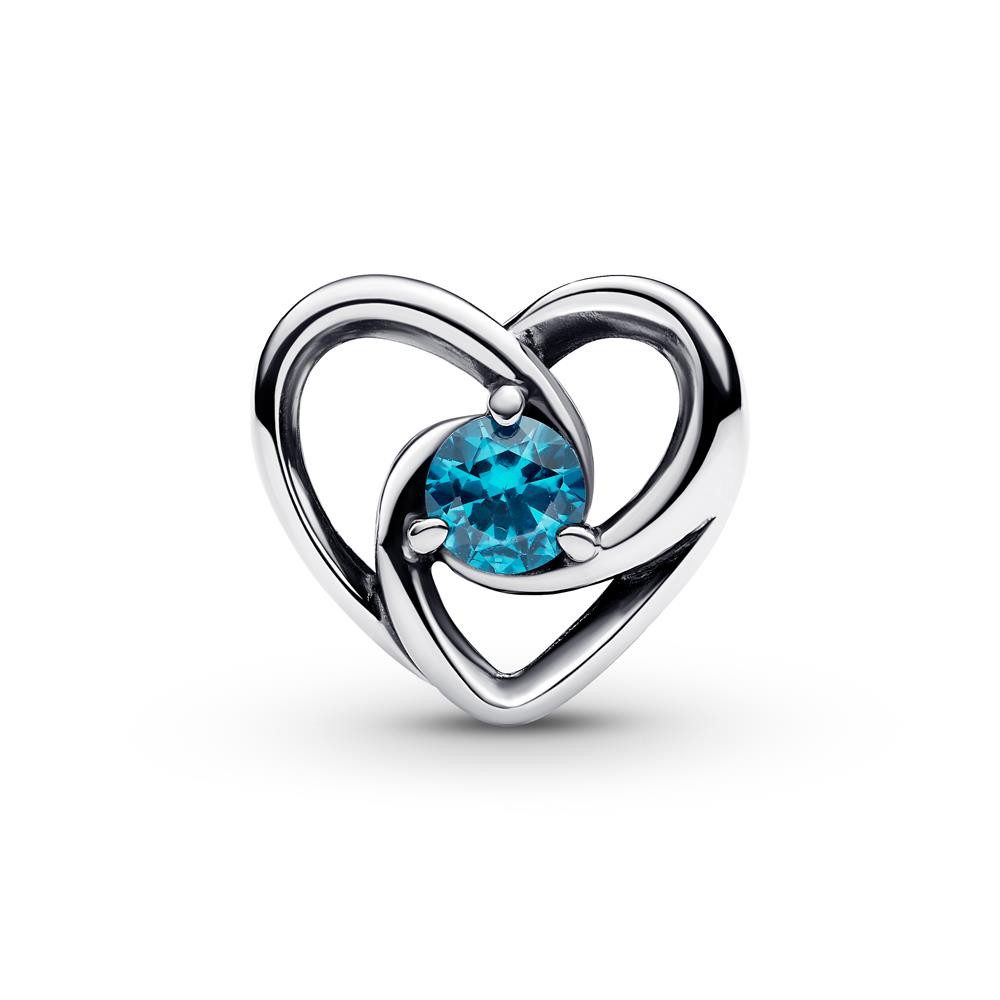 Pandora Charm-Einhänger PANDORA Moments Slide-Charm Herz, 925er Silber, blauer Kristall