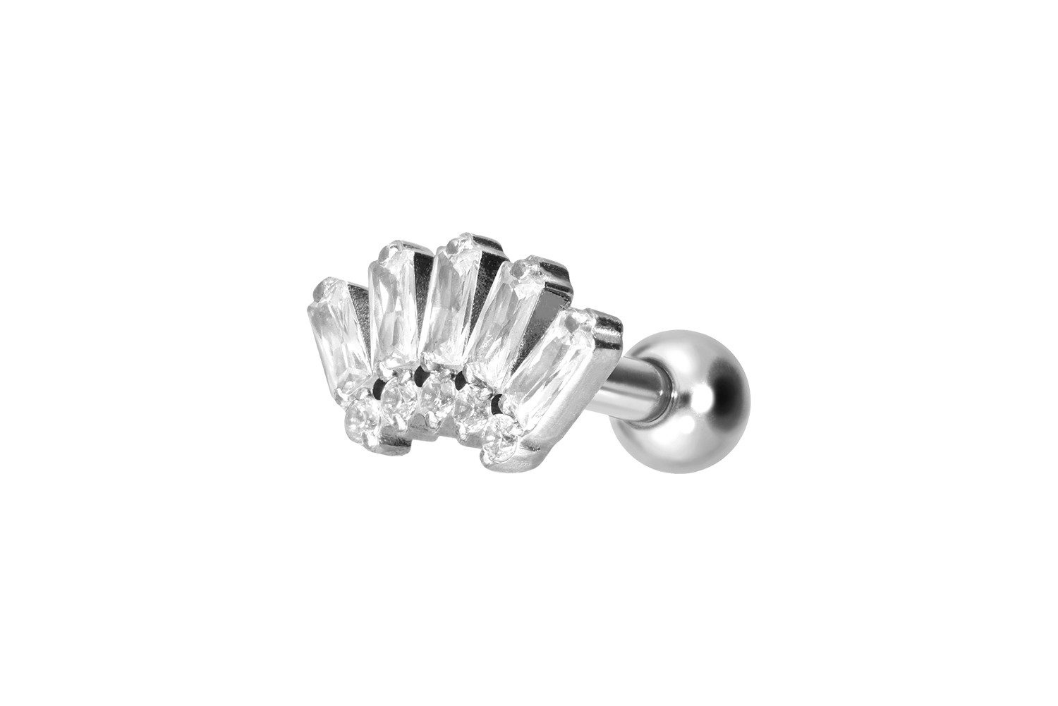 Piercing-Set Titan Ohrpiercing mit Innengewinde 10 EINGEFASSTE KRISTALLE