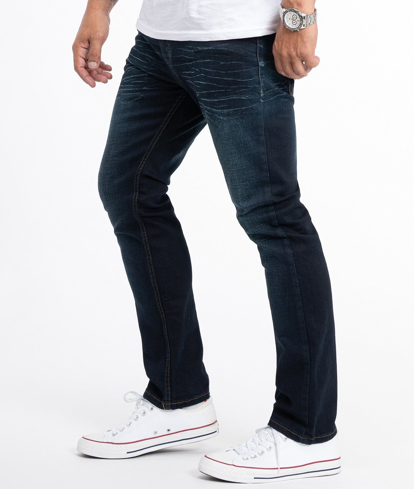 Lorenzo Loren Regular-fit-Jeans Herren Jeans Regular Fit Dunkelblau LL-316 günstig online kaufen