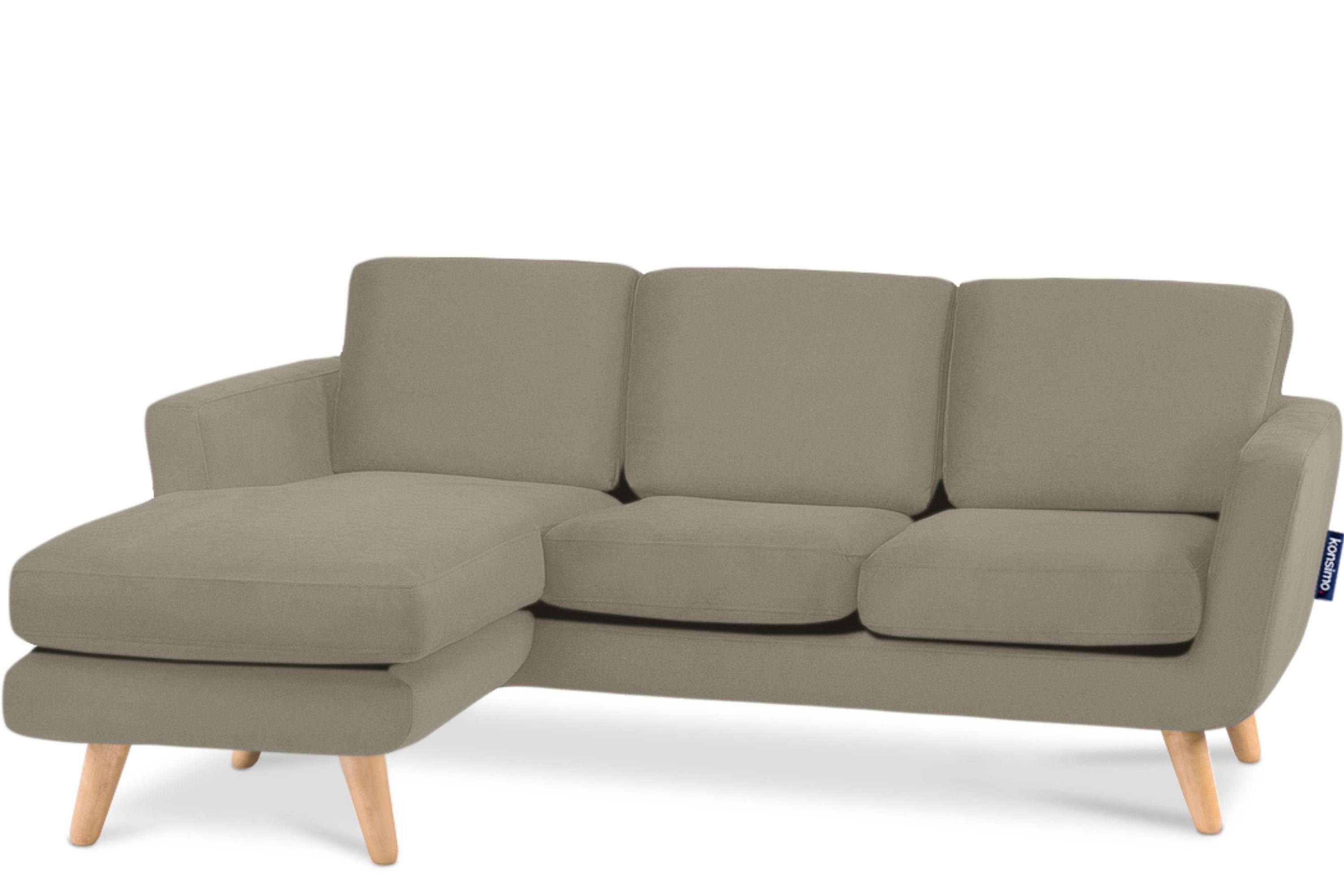 KONSIMO® Ecksofa TAGIO links, Scandi-Stil, mit Armlehnen, Made in Europe, Gestell aus Massivholz