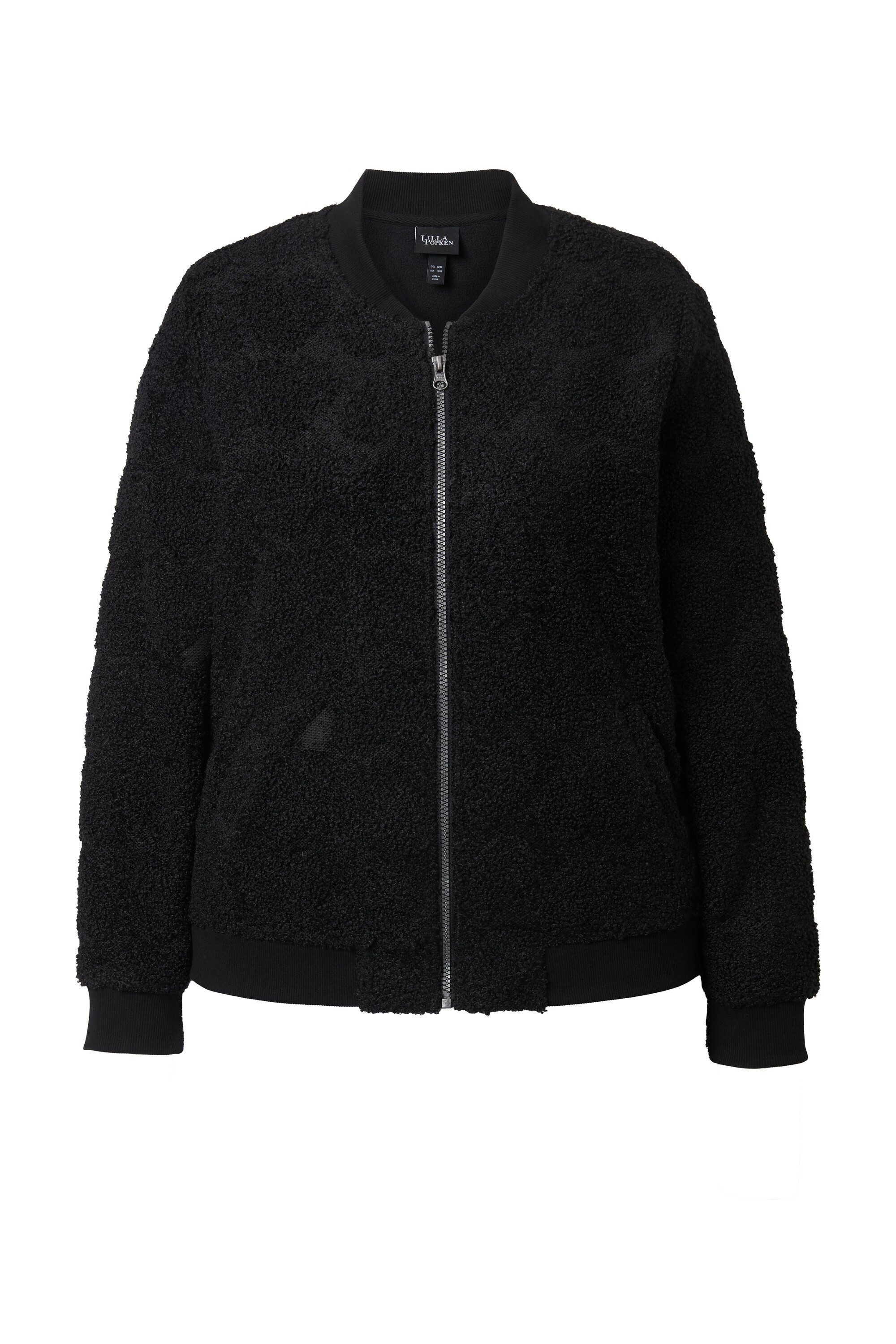 Ulla Popken Kurzjacke Teddy-Blouson Herzen Collegekragen Langarm günstig online kaufen