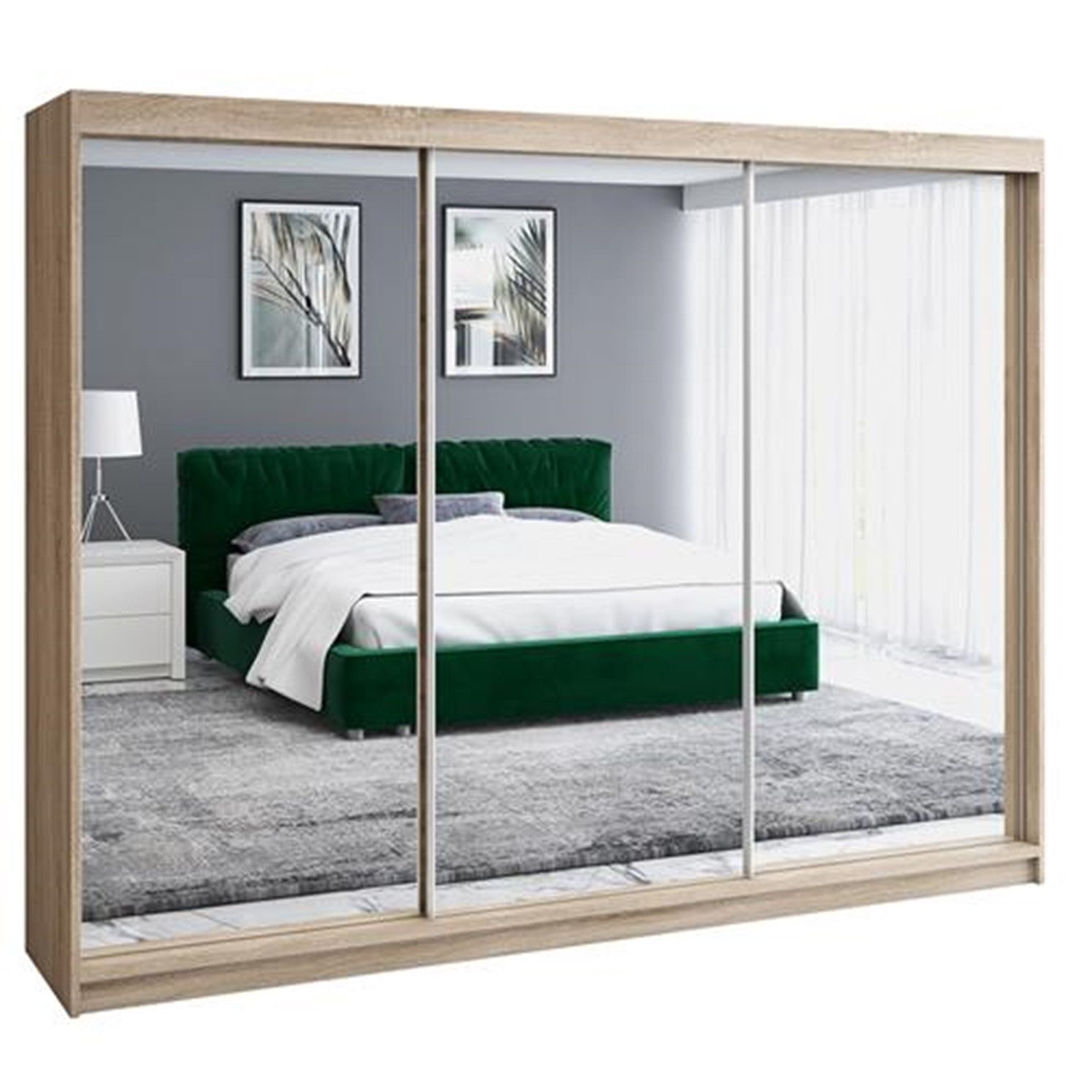 A&J MöbelLand GmbH Schiebetürenschrank ULMA 200 cm 3-türig Schrank 4 Schubl günstig online kaufen