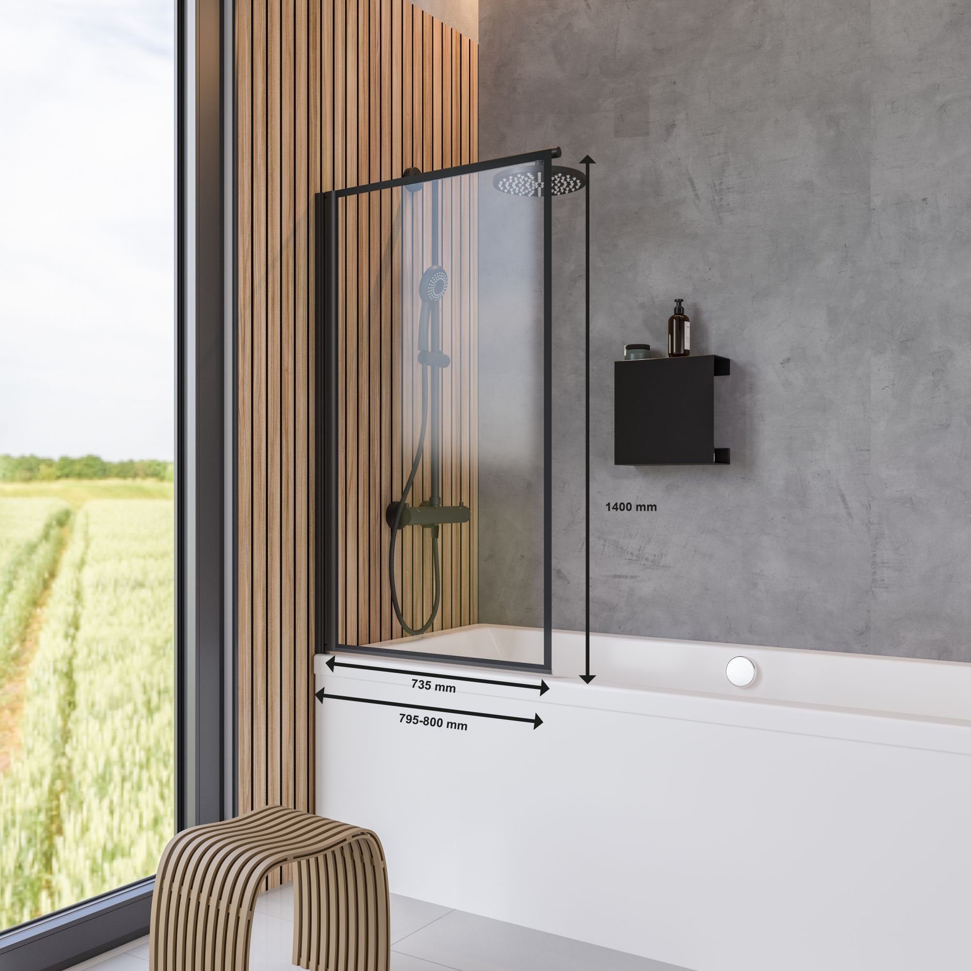 Schulte Badewannenfaltwand 80x140 cm, Duschwand für Badewanne, Dekor Frame, günstig online kaufen