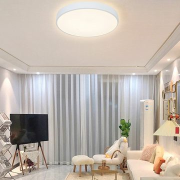 Natsen Deckenleuchte LED Deckenlampe Flach Rund lampe, 24W, LED fest integriert, Warmweiß 3000K, Weiß 30*30*4cm für Schlafzimmer Wohnzimmer Küche Büro Flur Diele