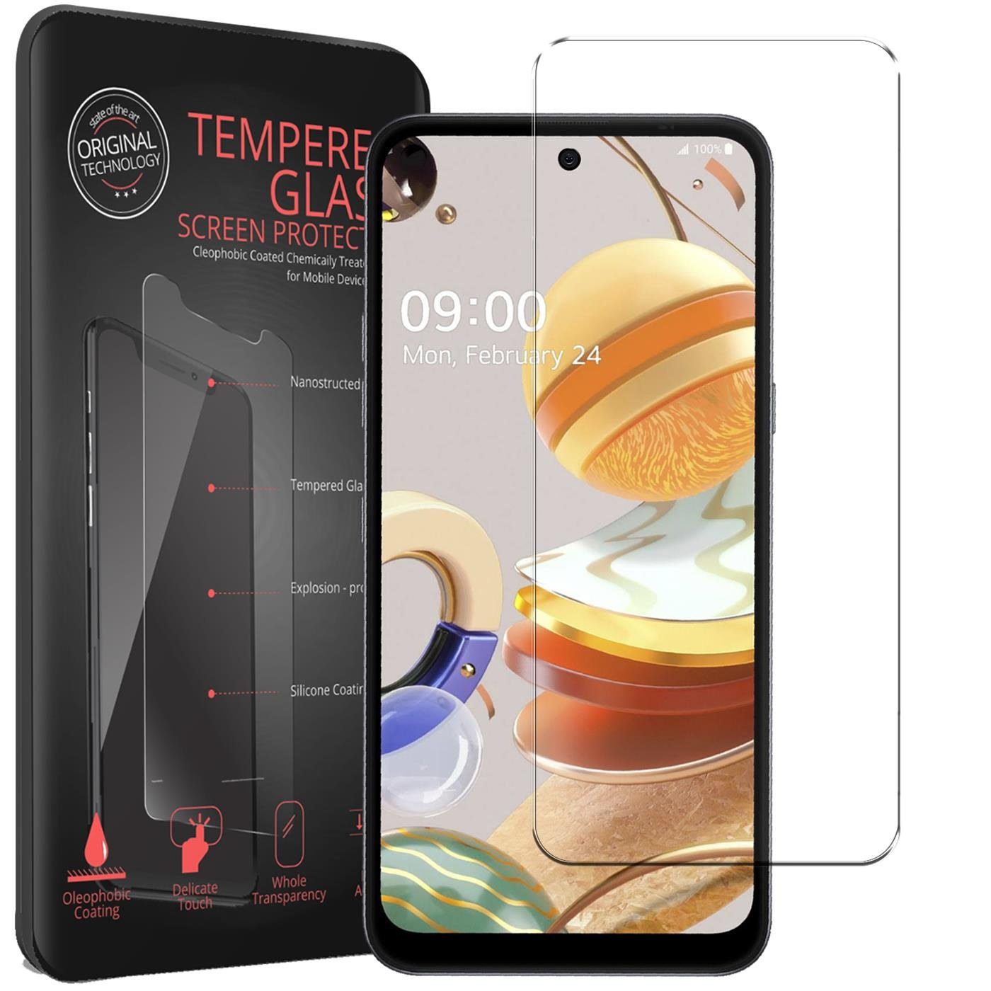 CoolGadget Schutzfolie Panzerfolie für LG K52, (9H Härtegrad, 2x Schutzglas, 1xReinigungset), Displayfolie Panzer Schutzfolie 2 Stück für LG K52 Glas Folie