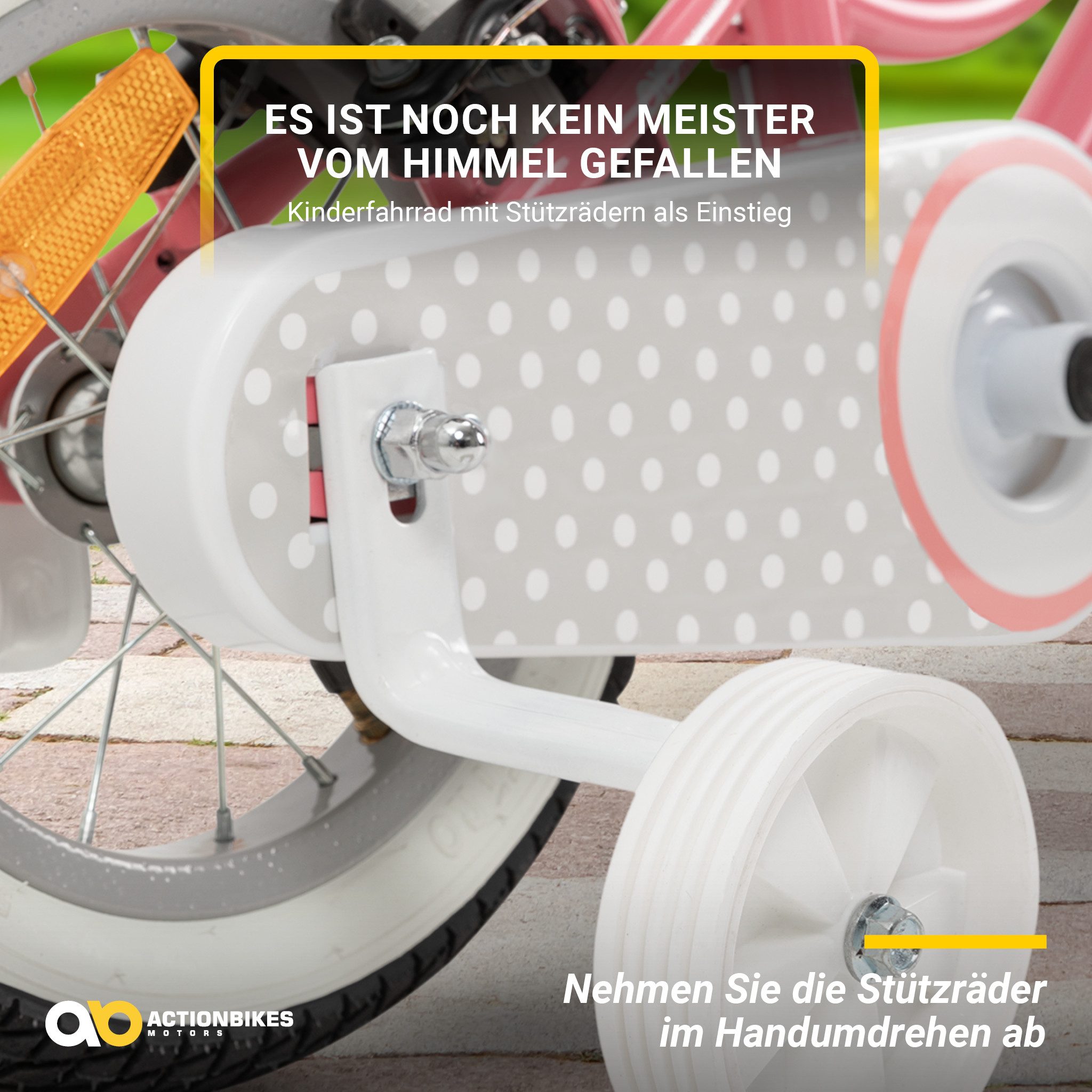 Actionbikes Motors Kinderfahrrad Starlight inkl. Fahrradkorb, 1 Gang, (Kinder Fahrrad, Fahrrad für Kinder, Fahrrad ab 2 Jahre, V-Brake-Bremse, Fahrradständer, 20 Zoll, 16 Zoll & 12 Zoll), höhenverstellbares Bike Mädchen Rad Kinderrad ab 2 Jahre