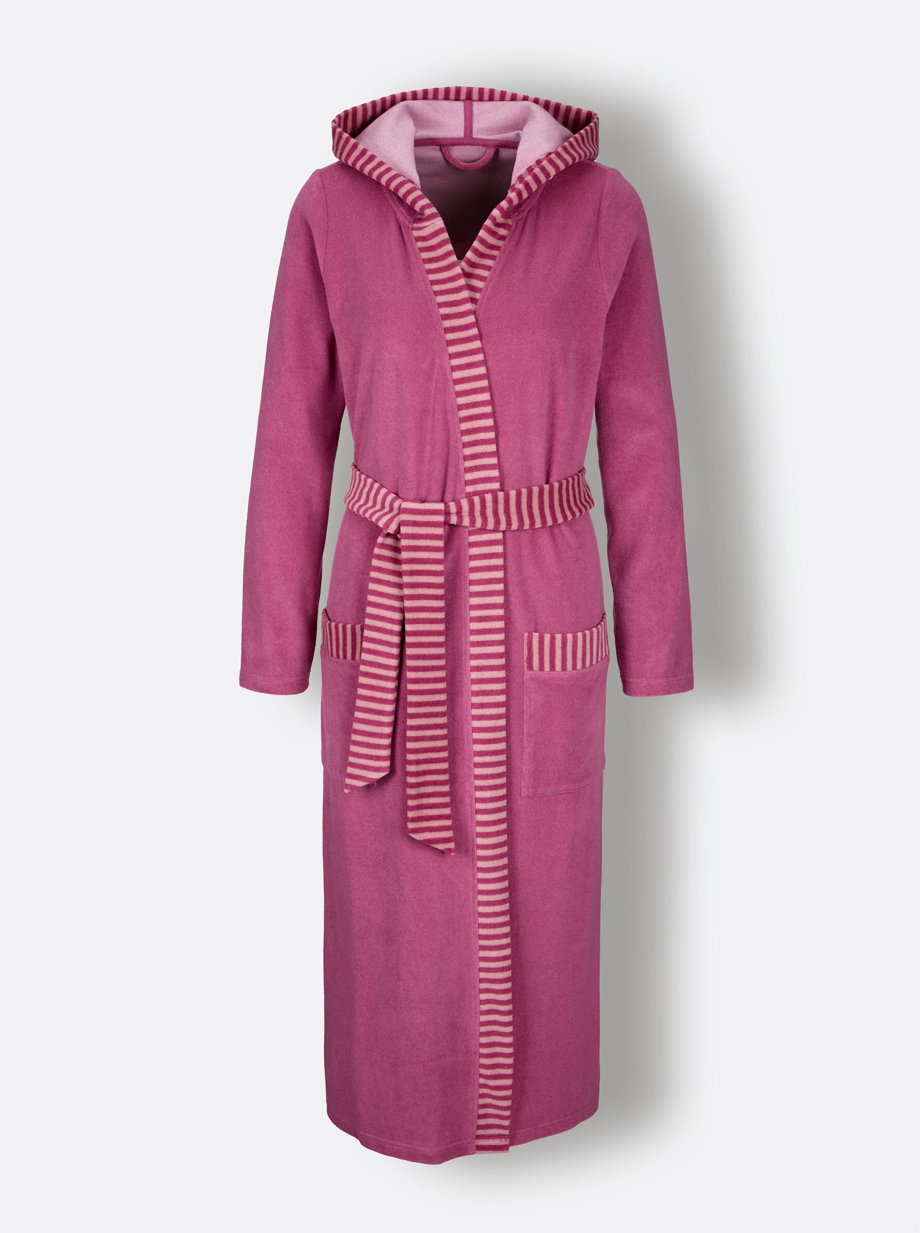 Witt Damenbademantel Bademantel Langarm, Länge ca. 115 cm, Baumwolle, Bindeband