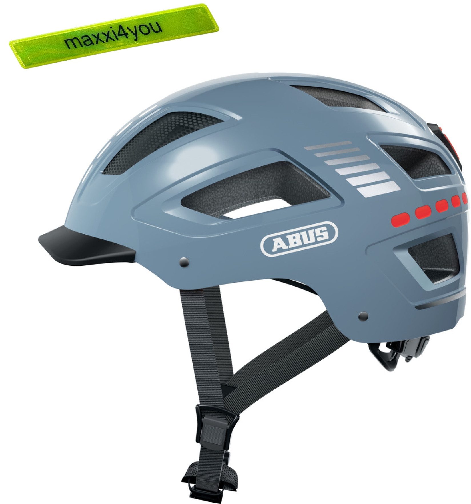 Fahrradhelm Abus Hyban 2.0 Fahrradhelm Eisblau Größe L inkl. maxxi4you Reflexband