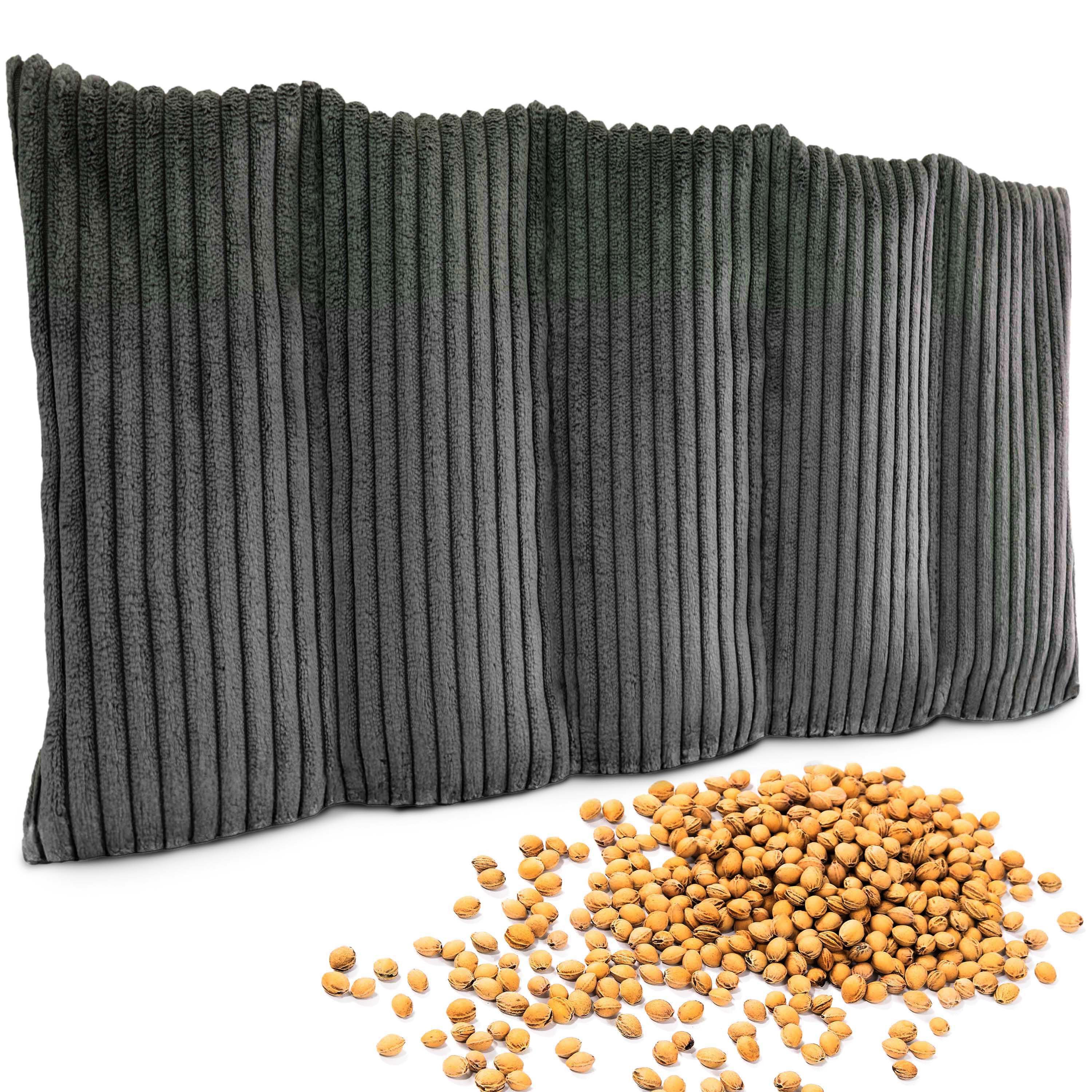 Amilian Kirschkernkissen 55x20 cm Körnerkissen 100% Kirschkerne - Nacken Schulter Mikrowelle, Wärme- und Kältekissen, für Nacken, Schulter, Rücken und Bauch