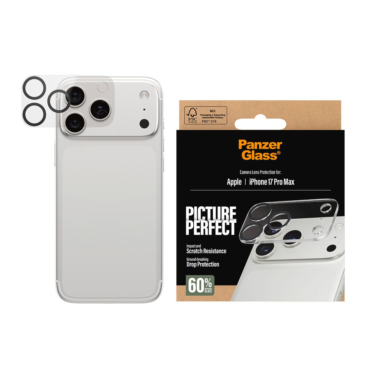 CARE by PanzerGlass Kameraschutzglas PicturePerfect Camera Lens Protector für Apple iPhone 17 Pro Max, Kameraschutz,Linsenschutz,Objektivschutz, kratz- & stoßfest