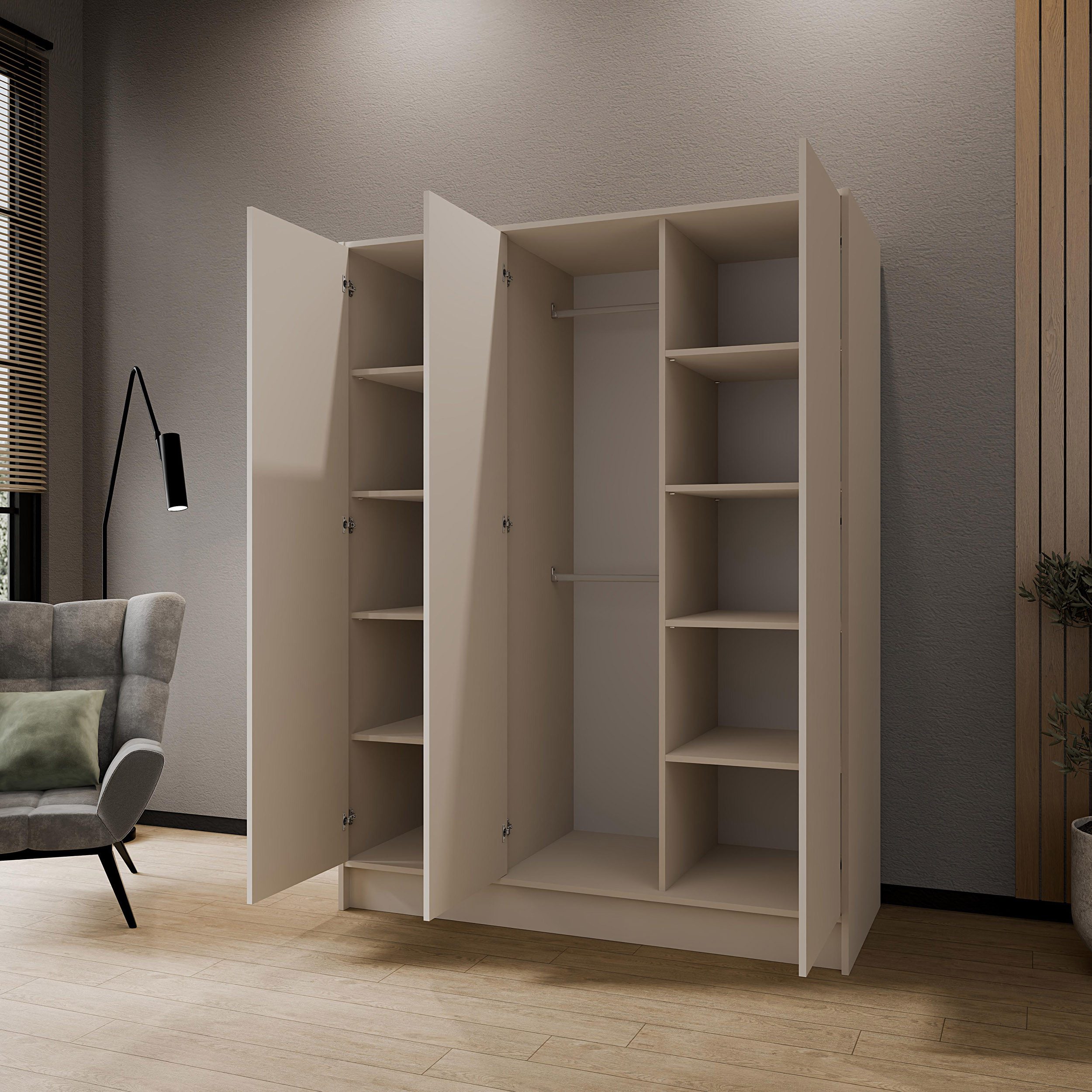 Beautysofa Kleiderschrank Gava moderne Schlichtheit und funktionale Eleganz (Schrank mit flexibel konfigurierbar, TIP-ON Öffnungssystem) Breiten zur Auswahl: 100 cm, 150 cm oder 200 cm