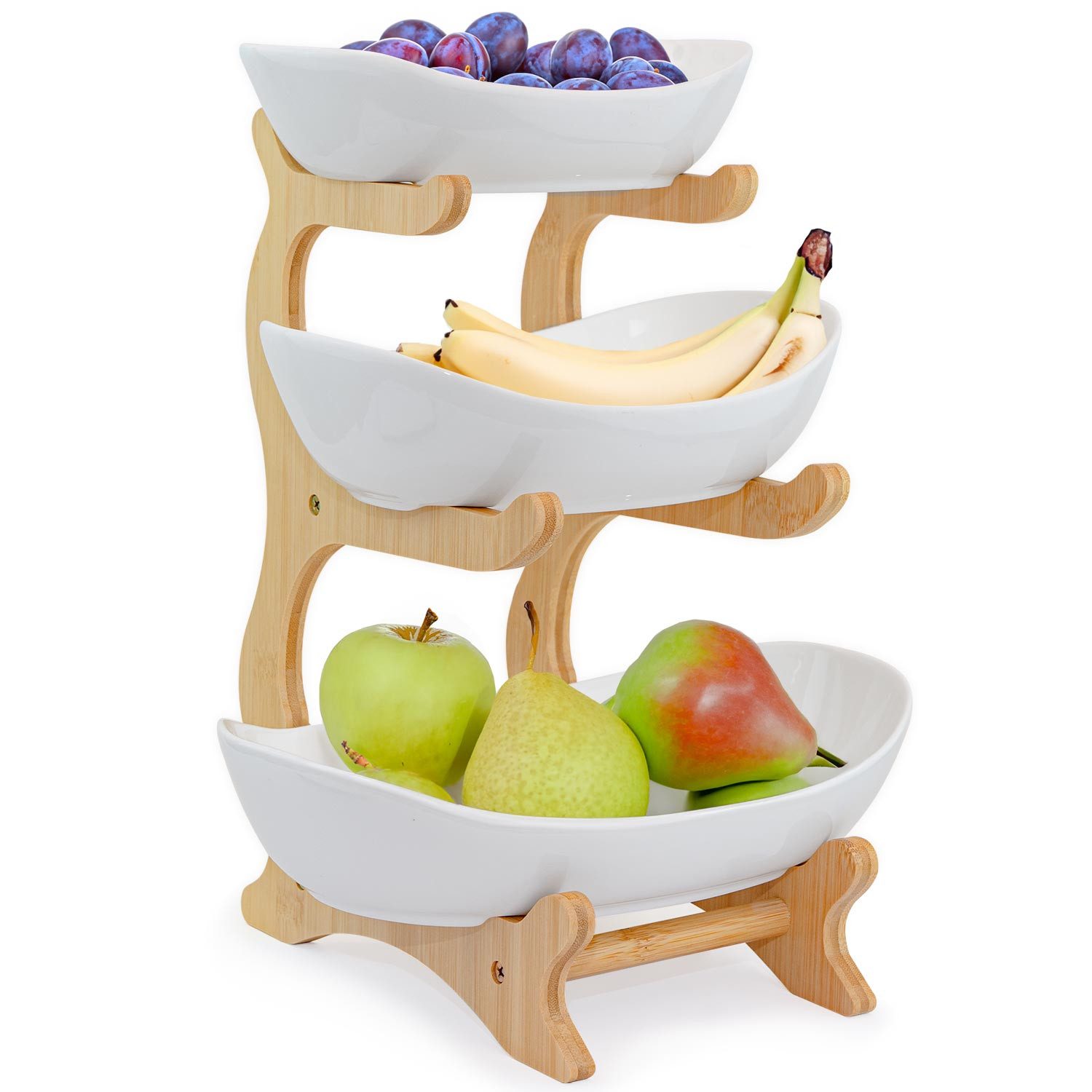 Dimono Etagere Dimono Deluxe 3-stöckige Etagere – Servierständer aus Natur-Schiefer, Keramik, (3-Etagen Servierschalen, Obst- & Gemüseschale), Servierschalen für Desserts, Obst, Gemüse, Süßes uvm.