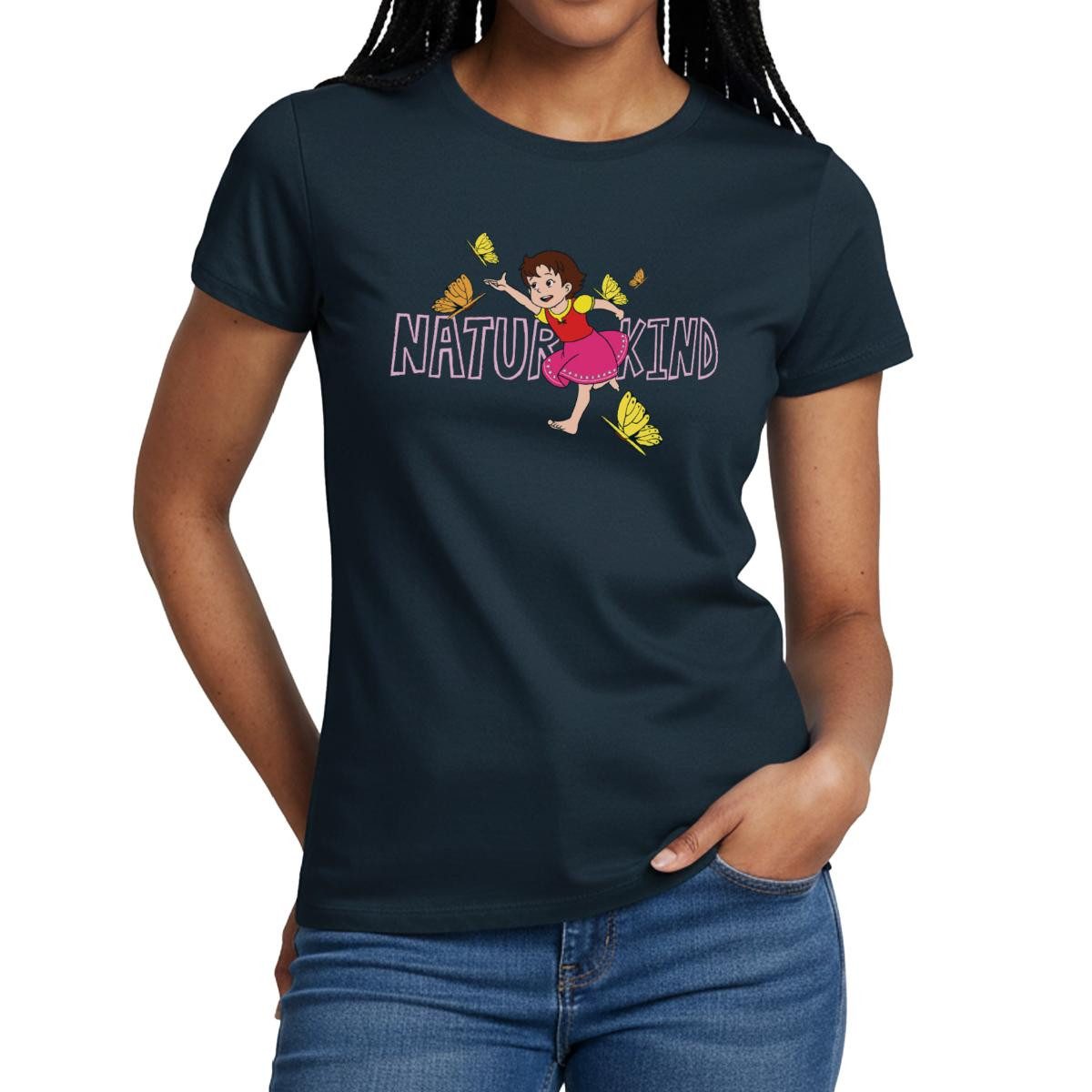 Spreadshirt T-Shirt Heidi Naturkind Schmetterlinge Frauen T-Shirt (1-tlg) Slim Fit, fällt klein aus