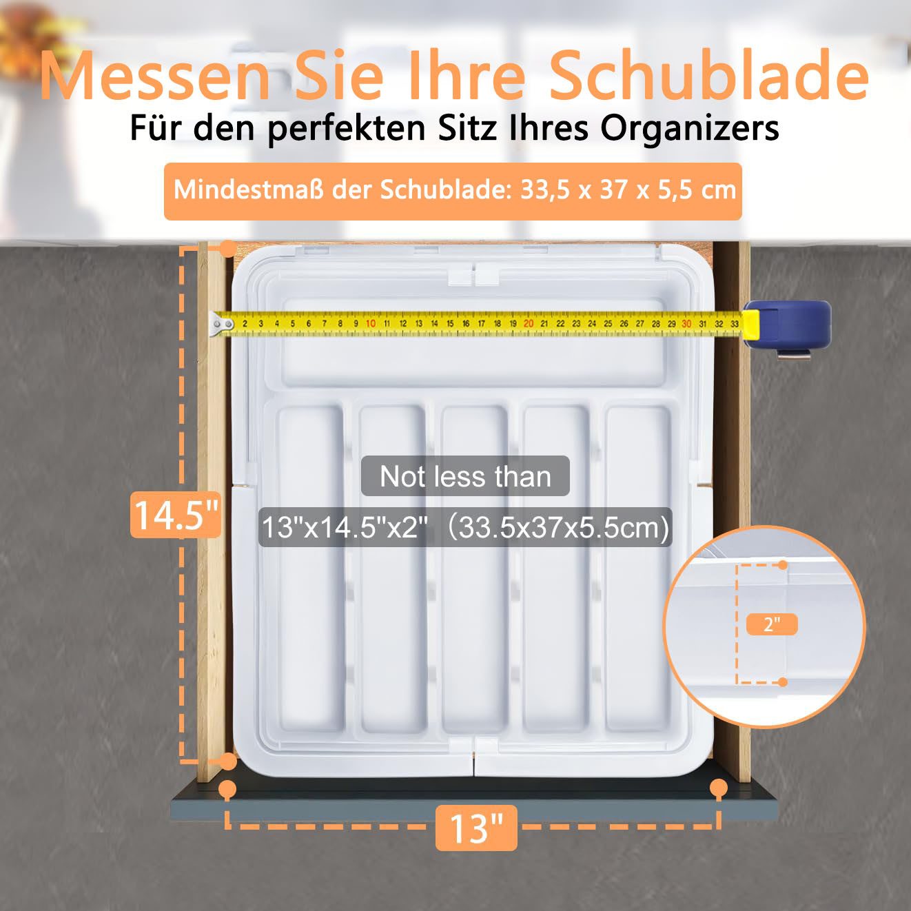 FOUORTUNATE-BEE Besteckhalter Erweiterbar Besteckkasten für Schubladen, (Abnehmbar Besteckeinsatz für Schubladen, Praktischer Schubladeneinsatz, Erweiterbar Sch – Bild 5 von 5