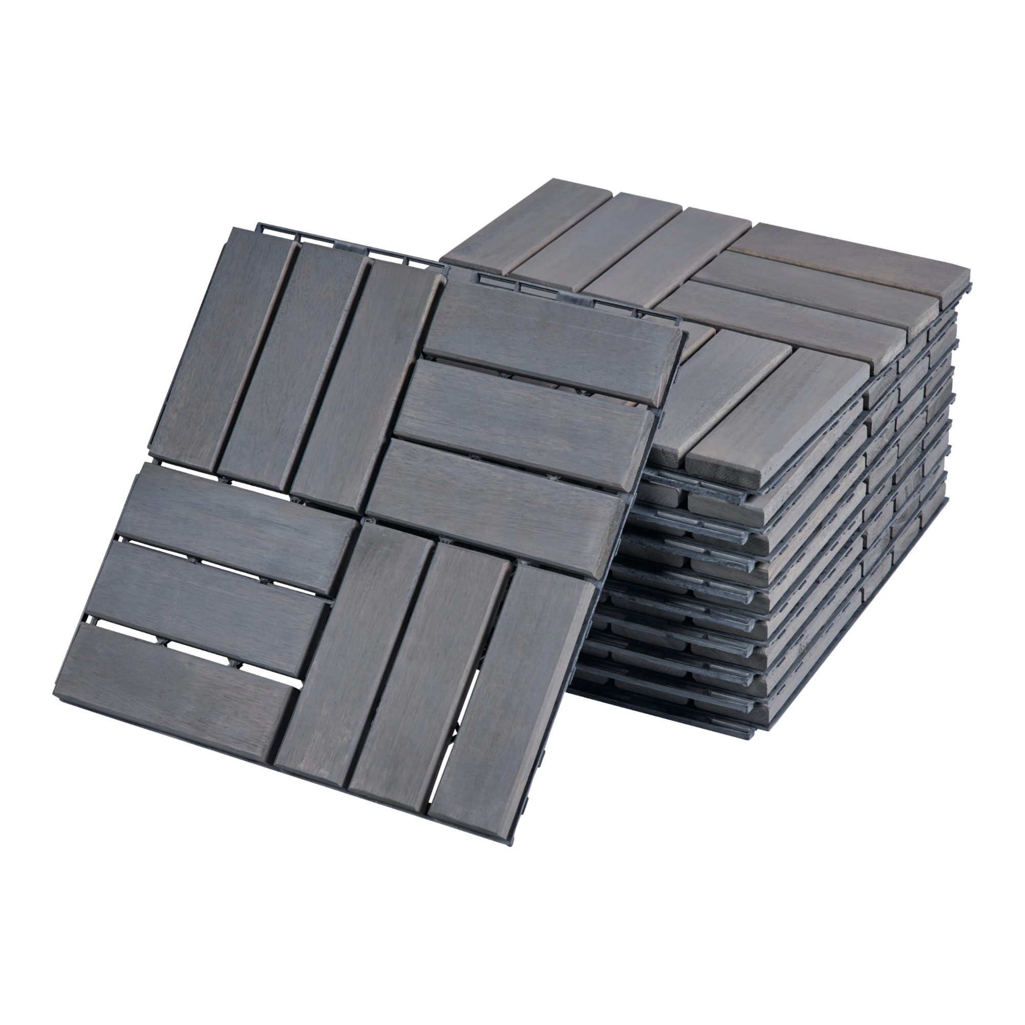 casa.pro Klickfliesen, Set, 10er Set, »Alliste« Akazienholz 30 x 30 cm 0,9 m² Grau