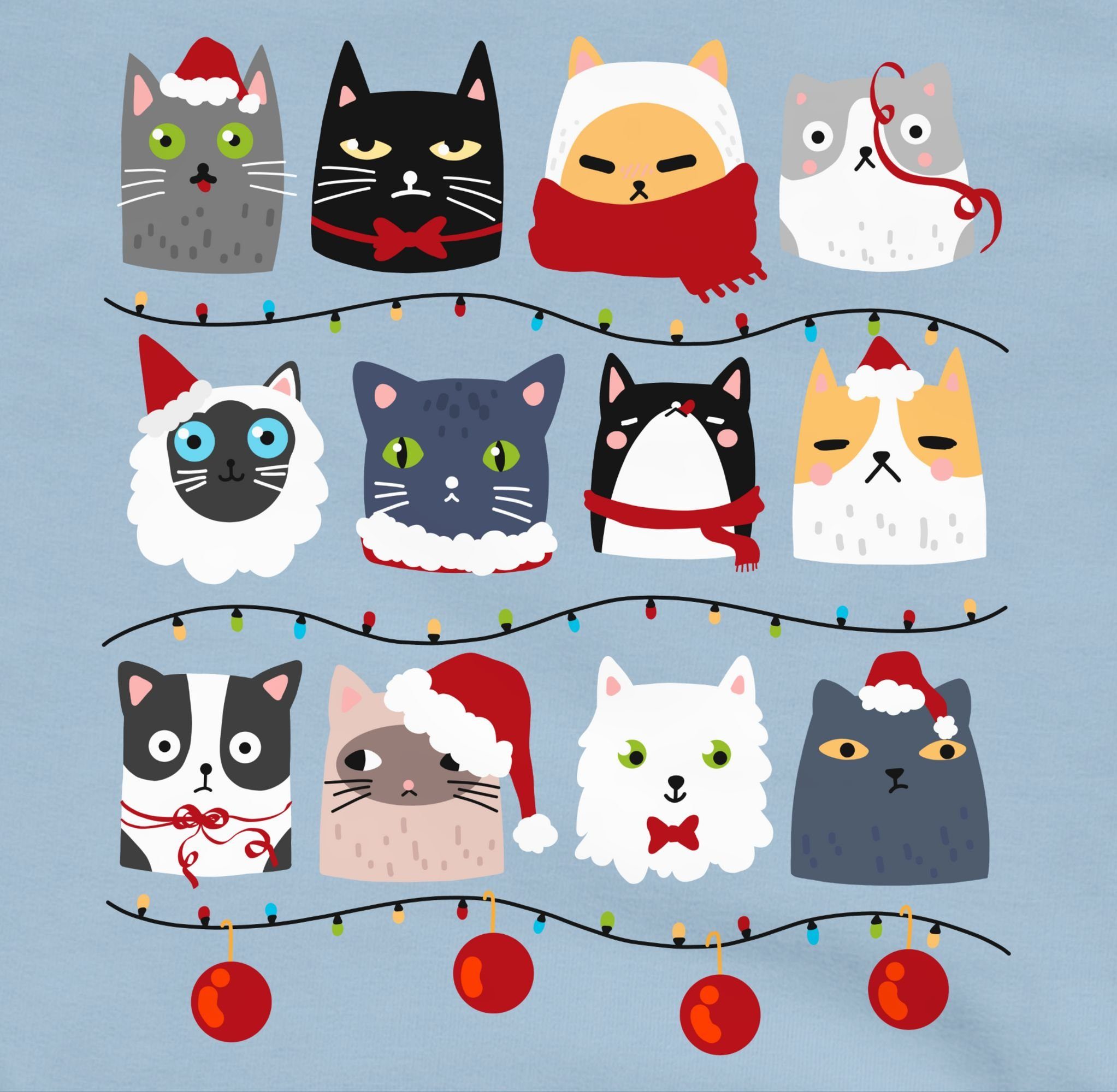 Katzen Weihnachten Hellblau Shirtracer zu Kinder Weihnachten 1 Kleidung Sweatshirt