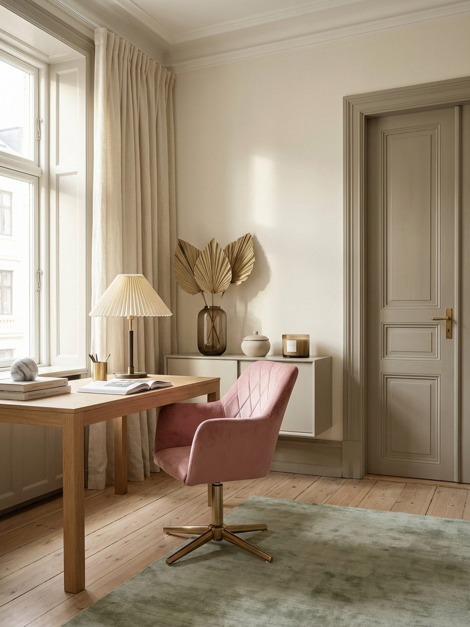 KADIMA DESIGN Loungesessel Schreibtischstuhl Rosa Samt Design Drehstuhl mit Lehne, Schalenstuhl (Home-Office Drehbar), 120 kg Höhenverstellbar, Arbeitsstuhl ohne Rollen, Stuhl Schreibtisch
