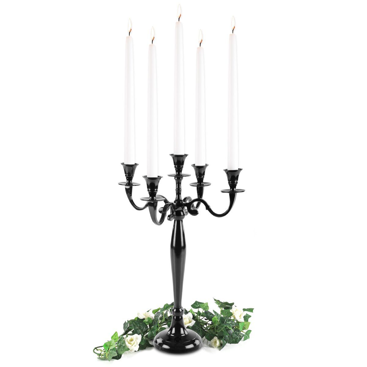 Gräfenstayn Kerzenständer 5-armig Silber – Kerzenleuchter Aluminium, 80 cm, günstig online kaufen