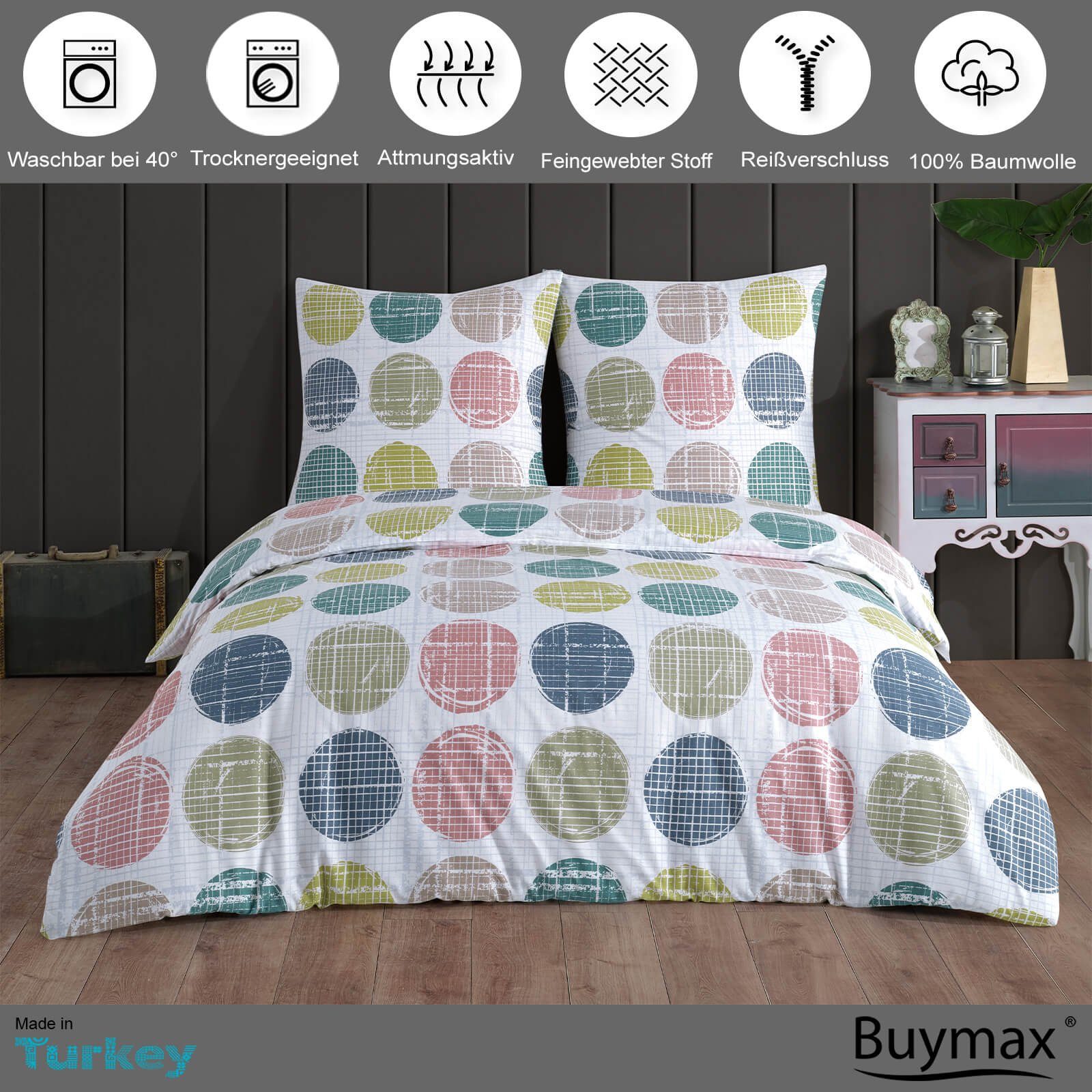 Buymax Bettwäsche Sueno, Renforce: 100% Baumwolle, 3 teilig, 200x220 cm, Be günstig online kaufen