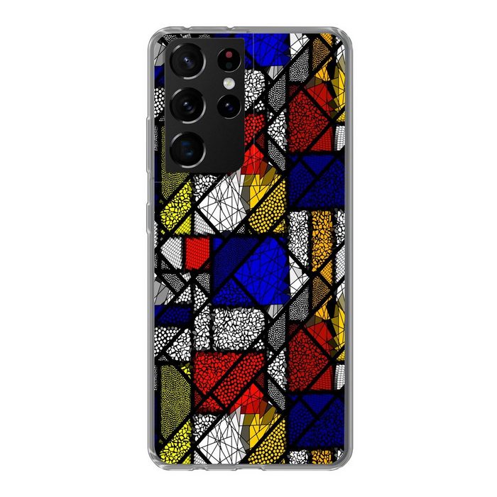 MuchoWow Handyhülle Mondrian - Glasmalerei - Alte Meister - Kunstwerk - Abstrakt - Malerei Phone Case Handyhülle Samsung Galaxy S21 Ultra Silikon Schutzhülle